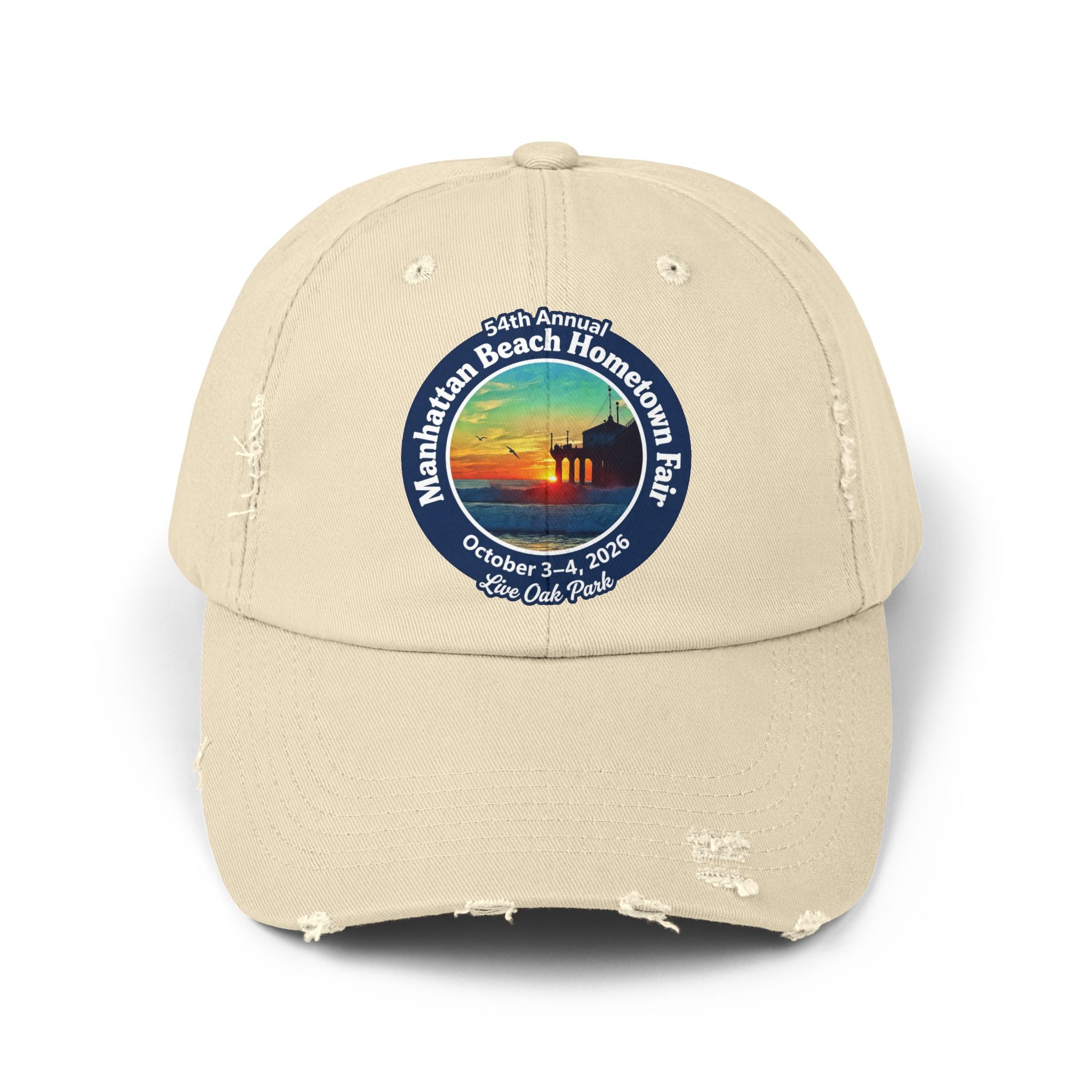 Distressed Baseball Cap - Manhattan Beach Hometown Fair 2026 Sunset Logo