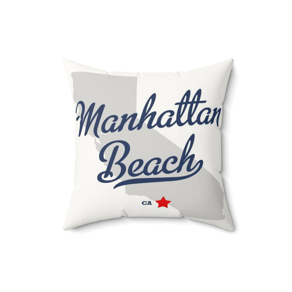 Manhattan Beach California Map - Faux Suede Square Pillow