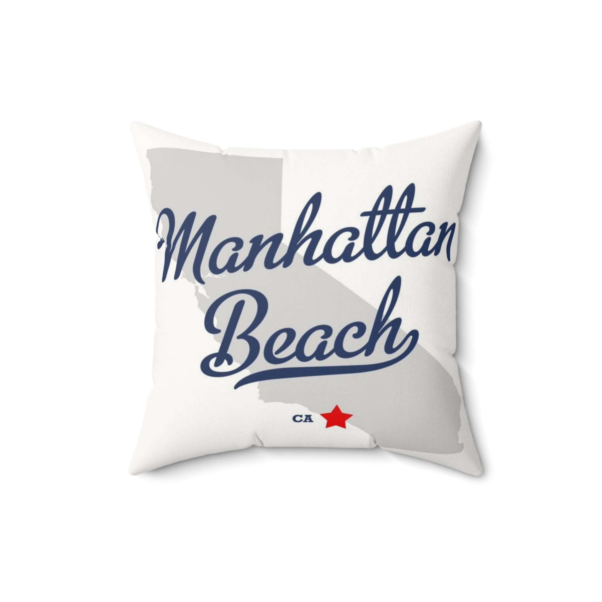 Manhattan Beach California Map - Faux Suede Square Pillow