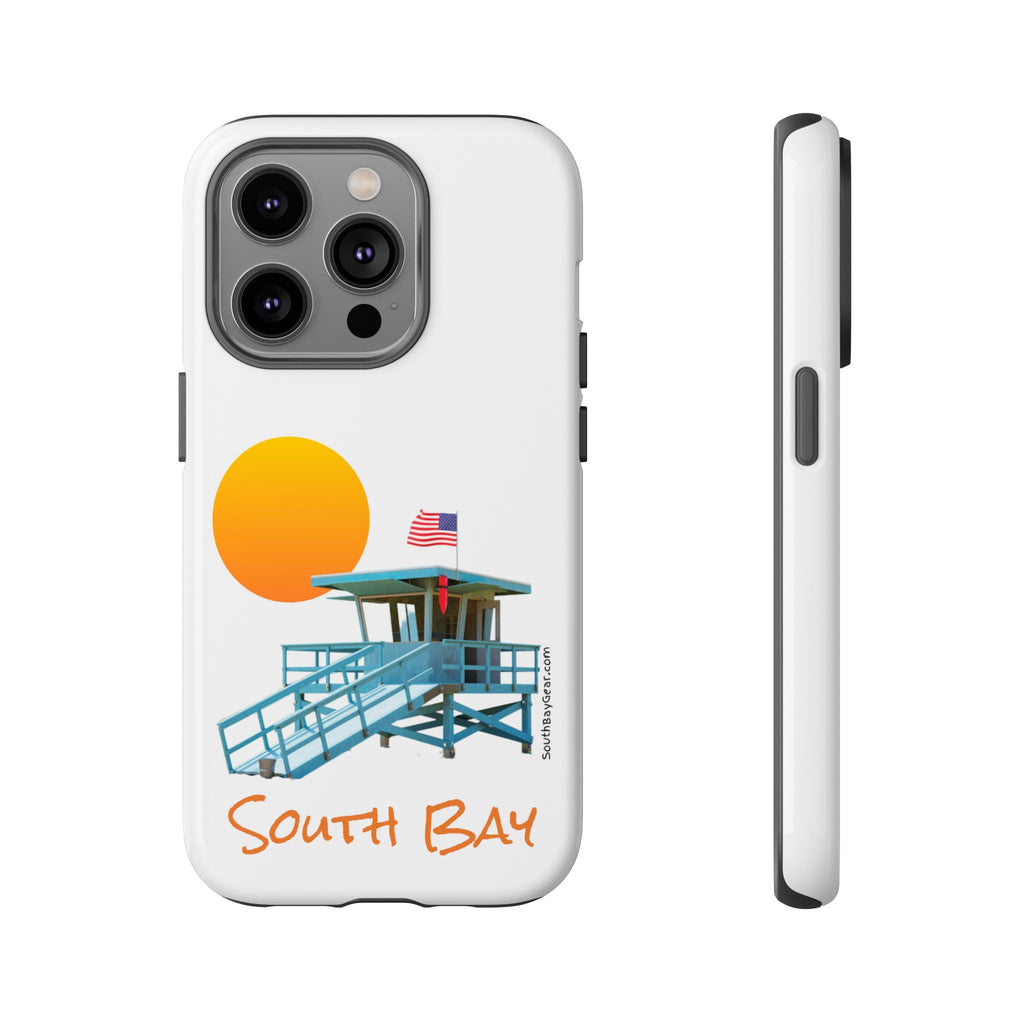 South Bay Lifeguard Stand with American Flag Tough Phone Cases