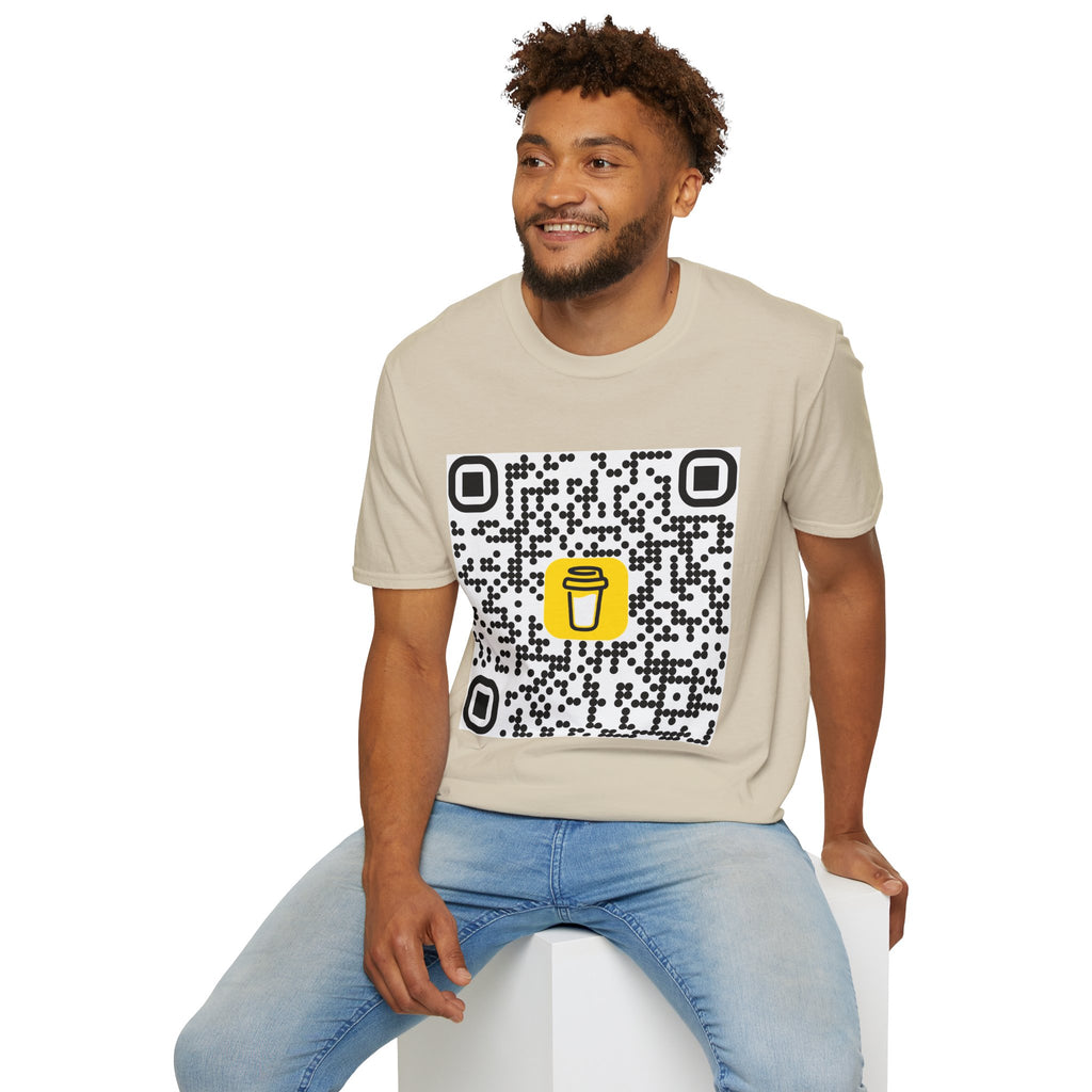 QR Code Coffee Cup T‑Shirt — Scan-to-Order Cafe Tee