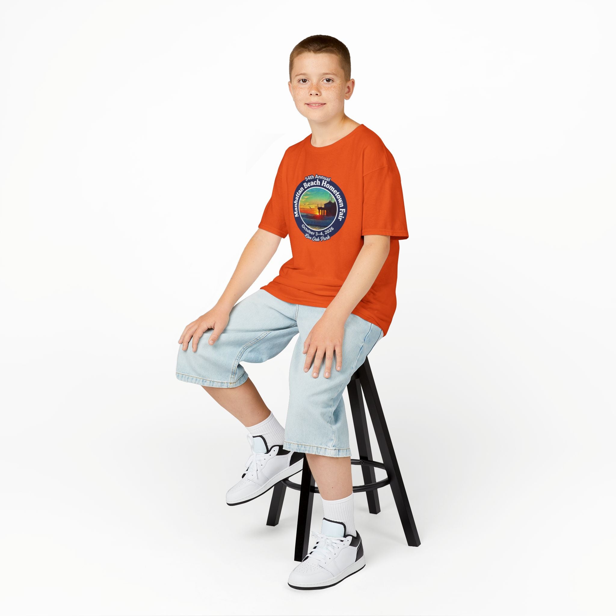 Kids Tee — Manhattan Beach Hometown Fair 2026 Sunset Logo