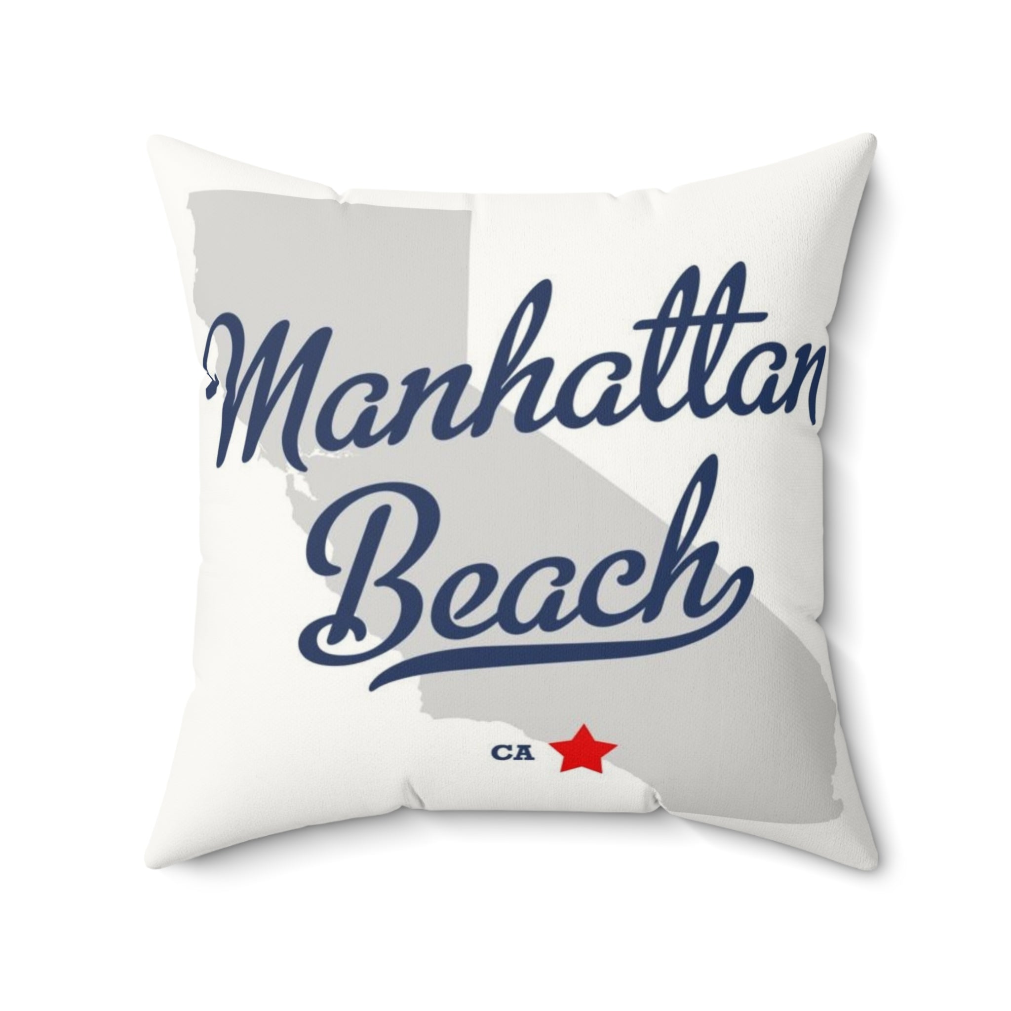 Manhattan Beach California Map - Faux Suede Square Pillow