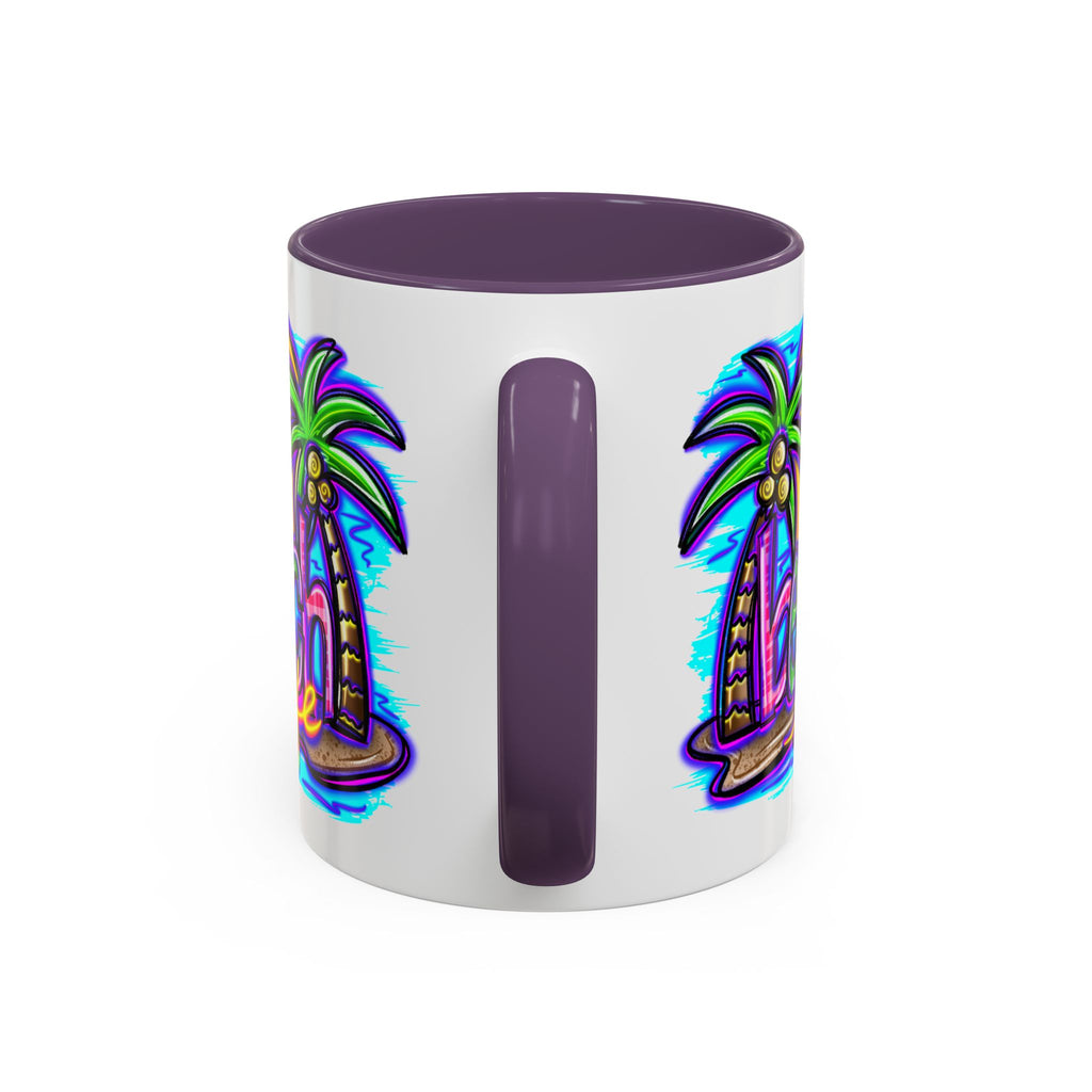 Beach Life Coffee Mug — Tropical Palm Sunset Accent Mug (11/15oz)