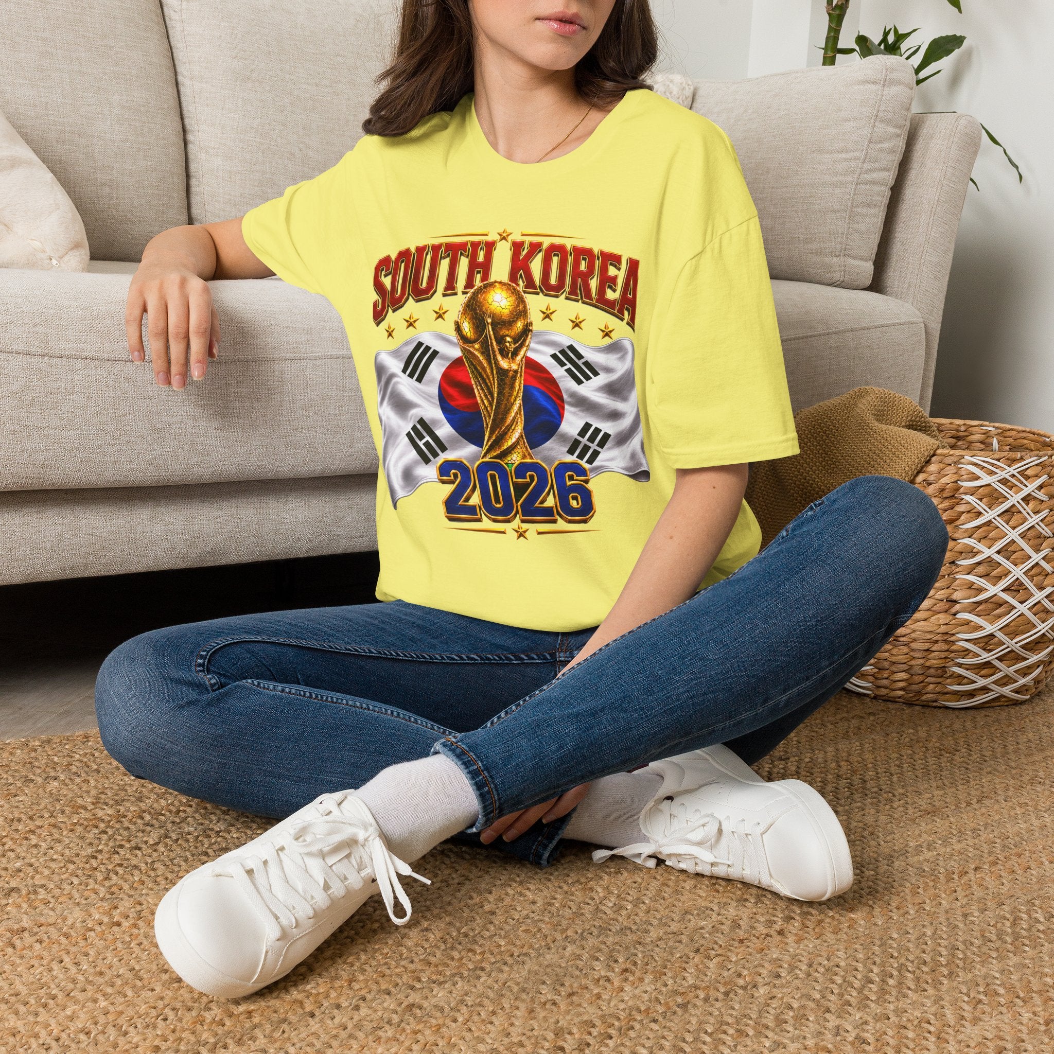 South Korea 2026 Soccer World Cup T-Shirt — Korean Flag & Trophy Football Fan Tee