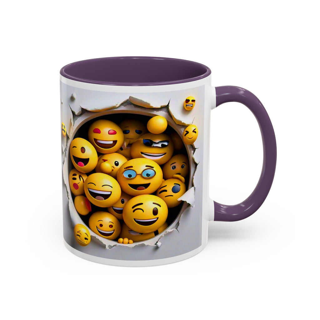 Emoji Explosion Coffee Mug | Accent Inner & Handle Color, 11oz 15oz
