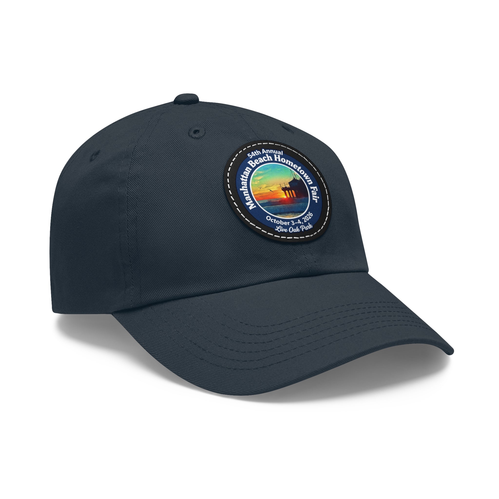 Manhattan Beach Hometown Fair 2026  Beach  Live Oak Park Annual Festival Round Leather Patch Hat