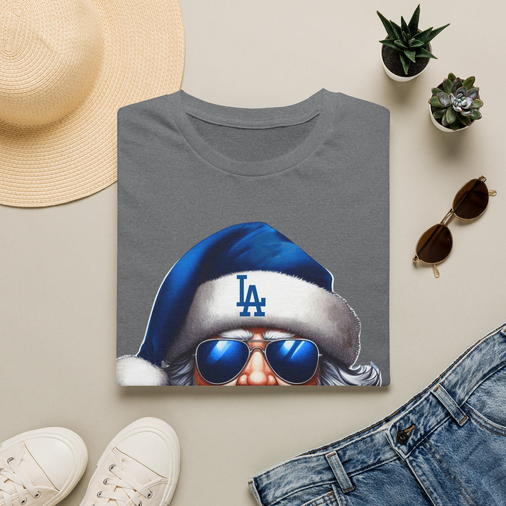 LA Dodgers Blue Santa T-Shirt — Cool Sunglasses Holiday Tee
