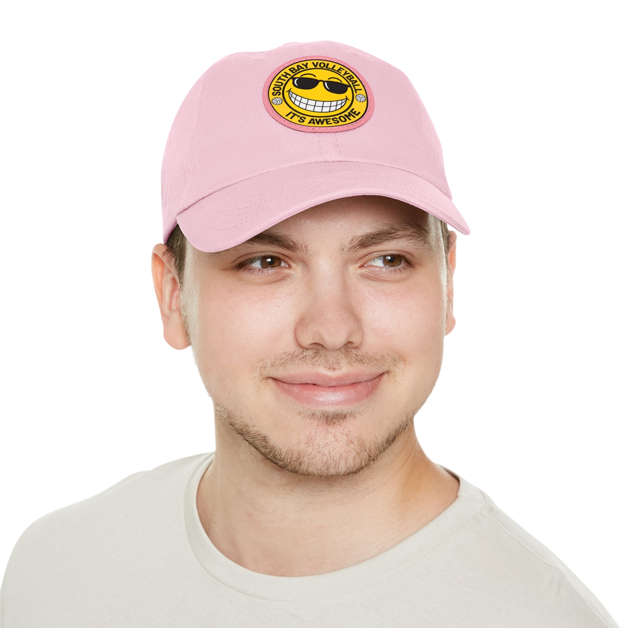 Volleyball Smiley Mom and Dad Hat — "South Bay Volleyball: It’s Awesome" Leather Patch