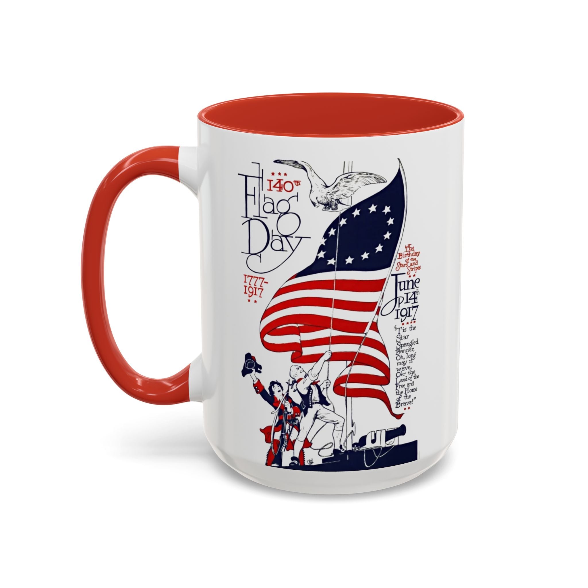 Flag Day Illustration Original Artwork 1917  Mug | American Flag Sailors Accent Coffee Mug