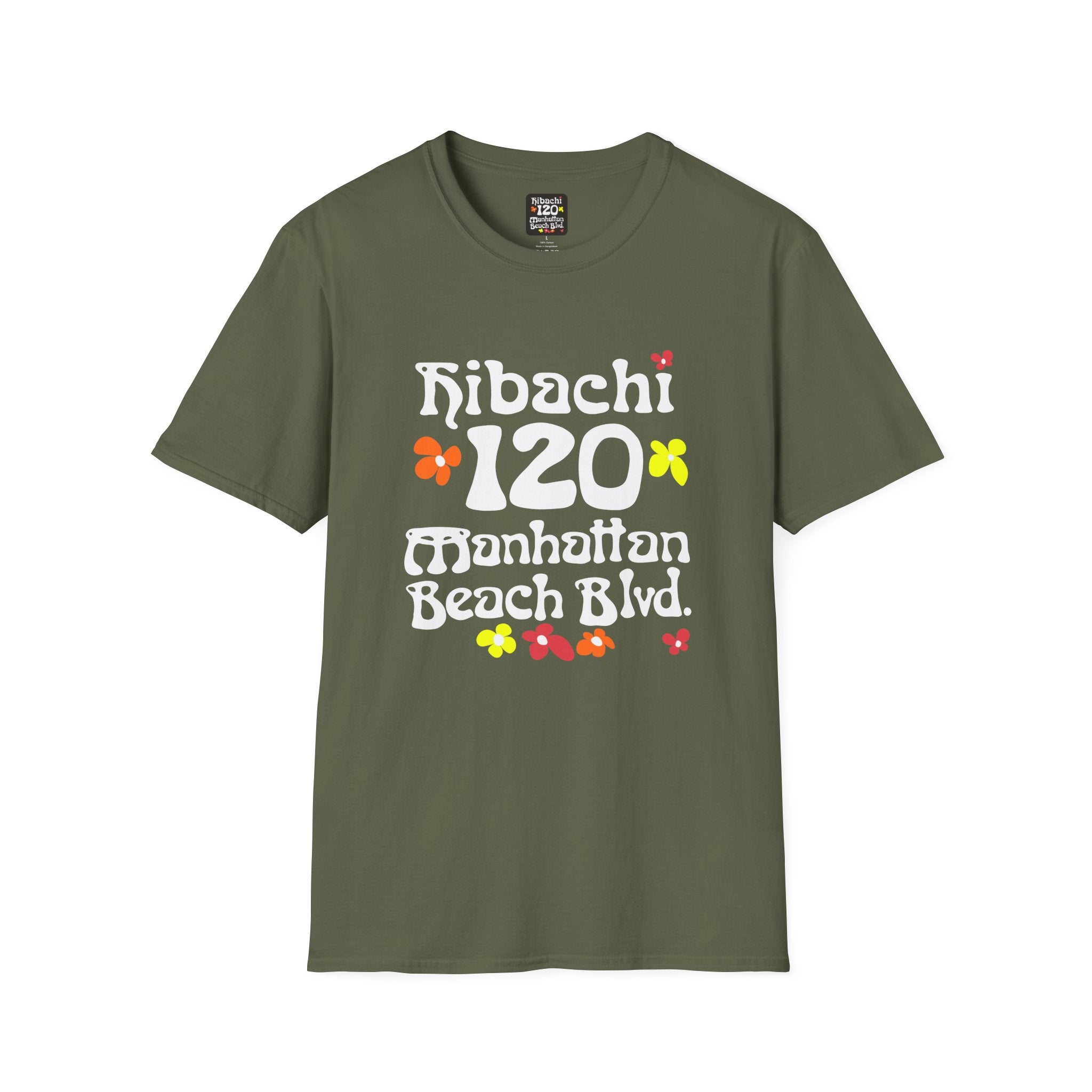 Hibachi 120 Manhattan Beach Blvd Restaurant #OldSchool T-Shirt — Retro Floral Surf Tee "Gone But Not Forgotten"
