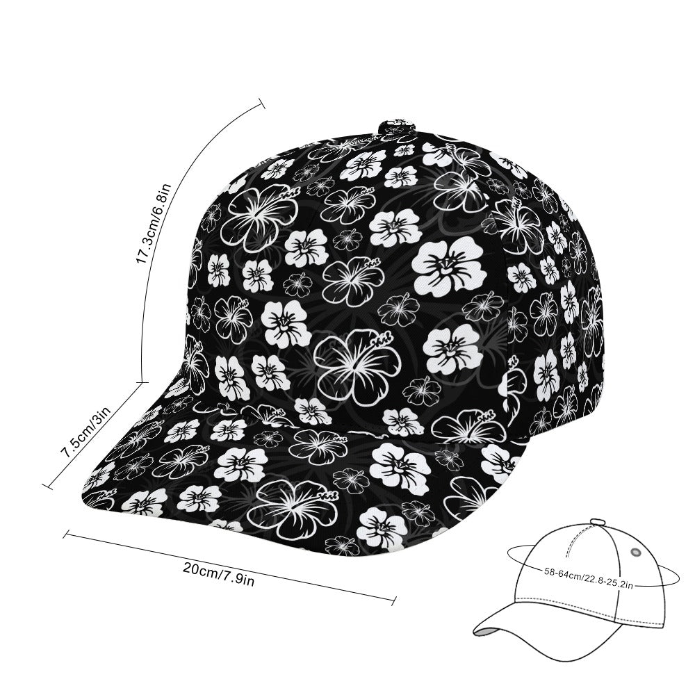 Black Hawaiian Print Baseball Cap Free Shipping