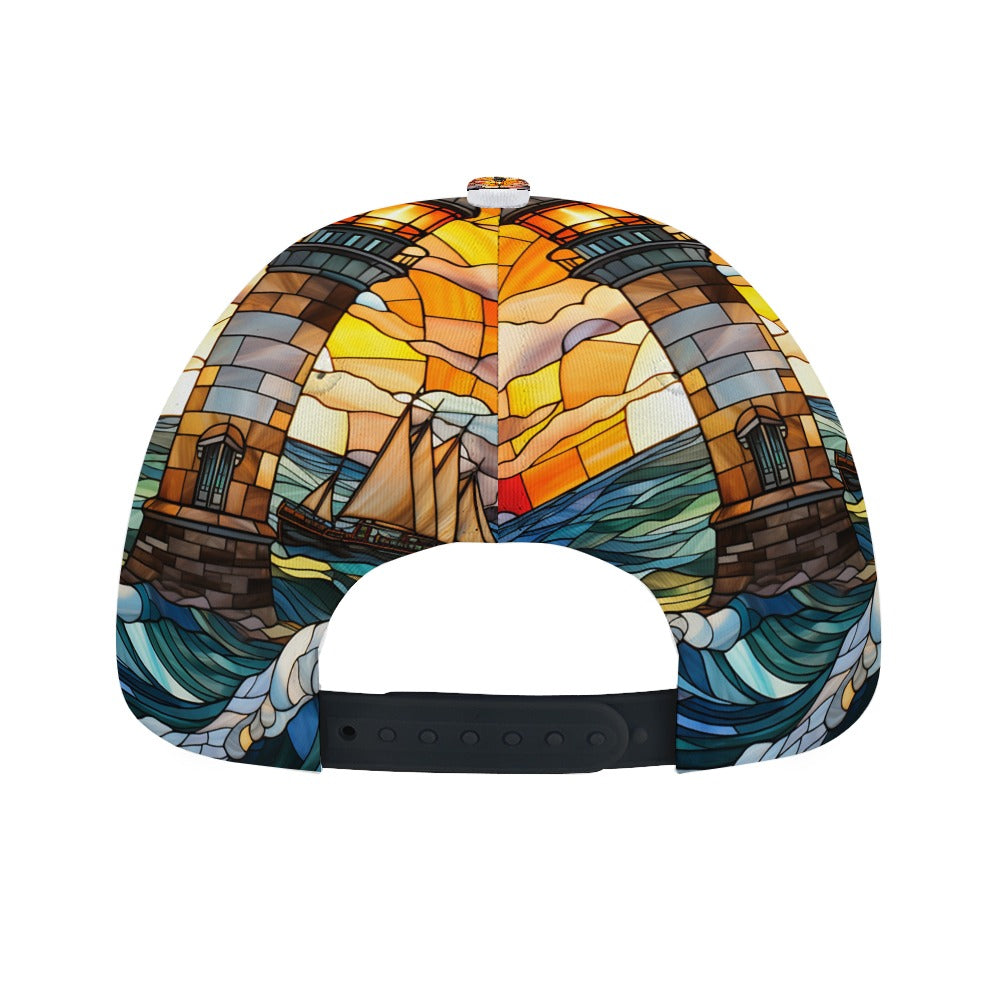 Stain glass Lighthouse Baseball Cap Free Shipping