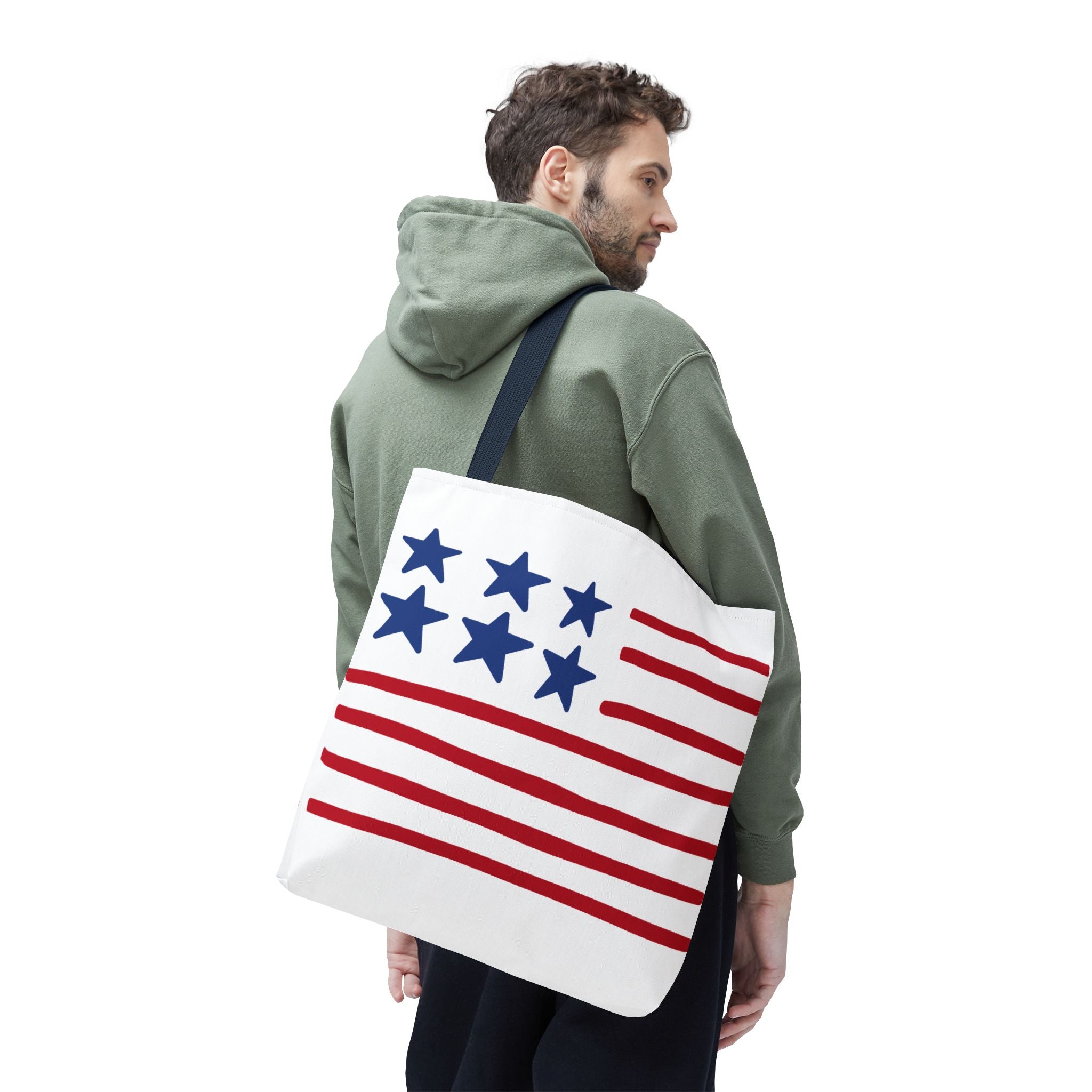 American Flag Stars & Stripes Tote Bag — Patriotic Canvas Beach Grocery Bag