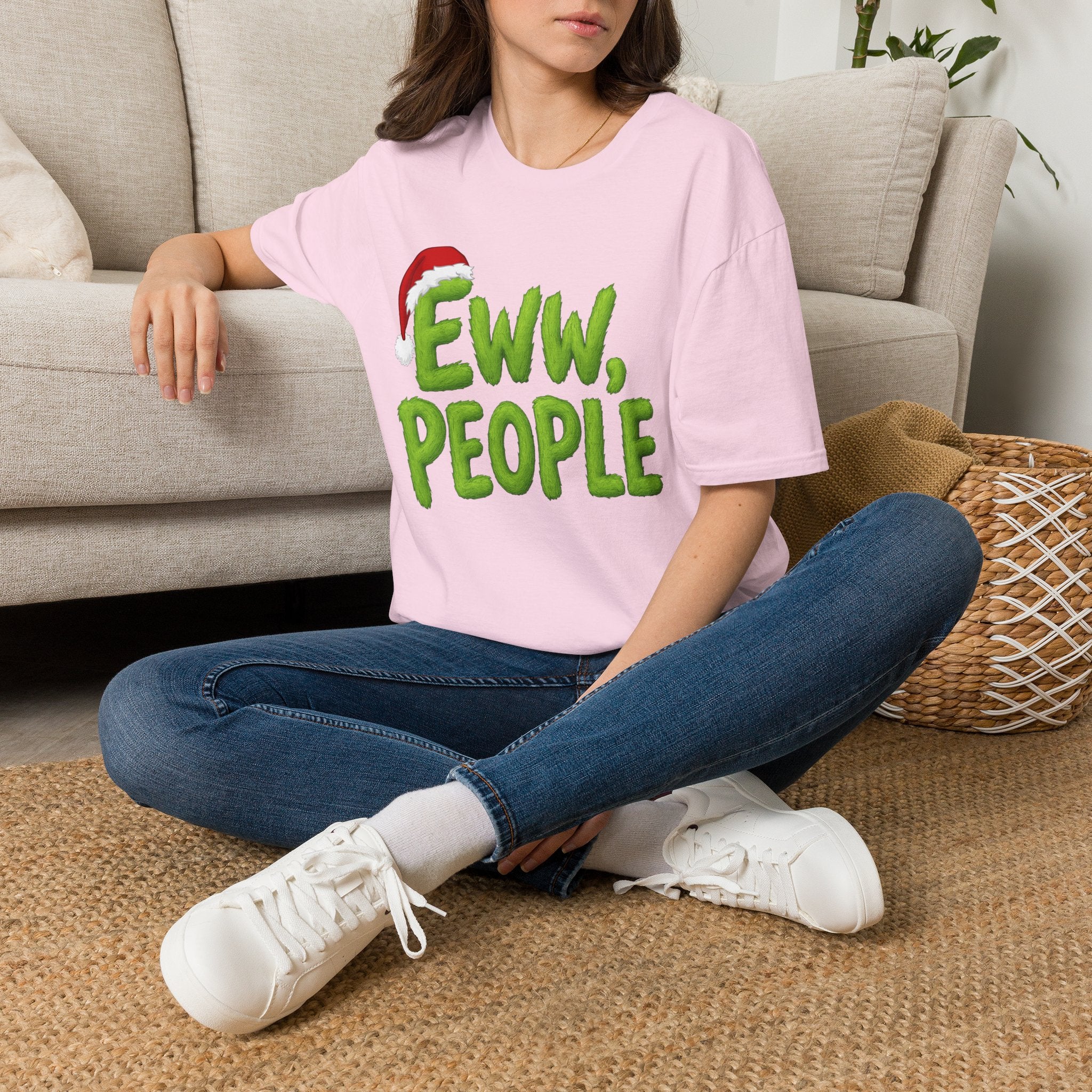 Eww, People T-Shirt | Funny Grinchy Santa Hat Holiday Tee