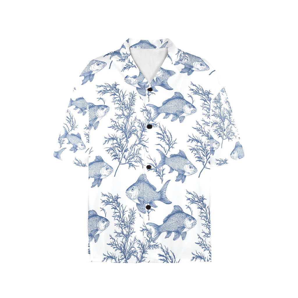 Sea Life Nautical Women's All Over Print Hawaiian Shirt Made in USA