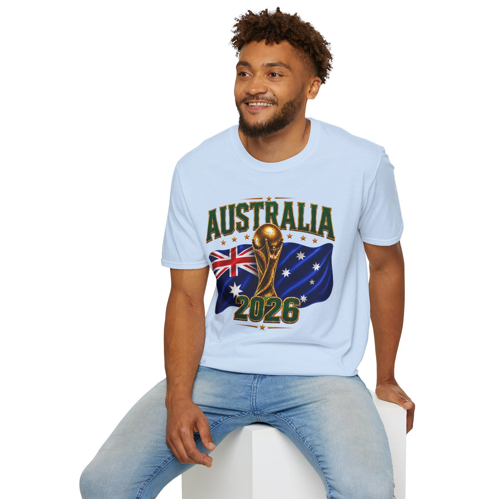 Australia 2026 Soccer World Cup T-Shirt — Aussie Flag & Trophy Design