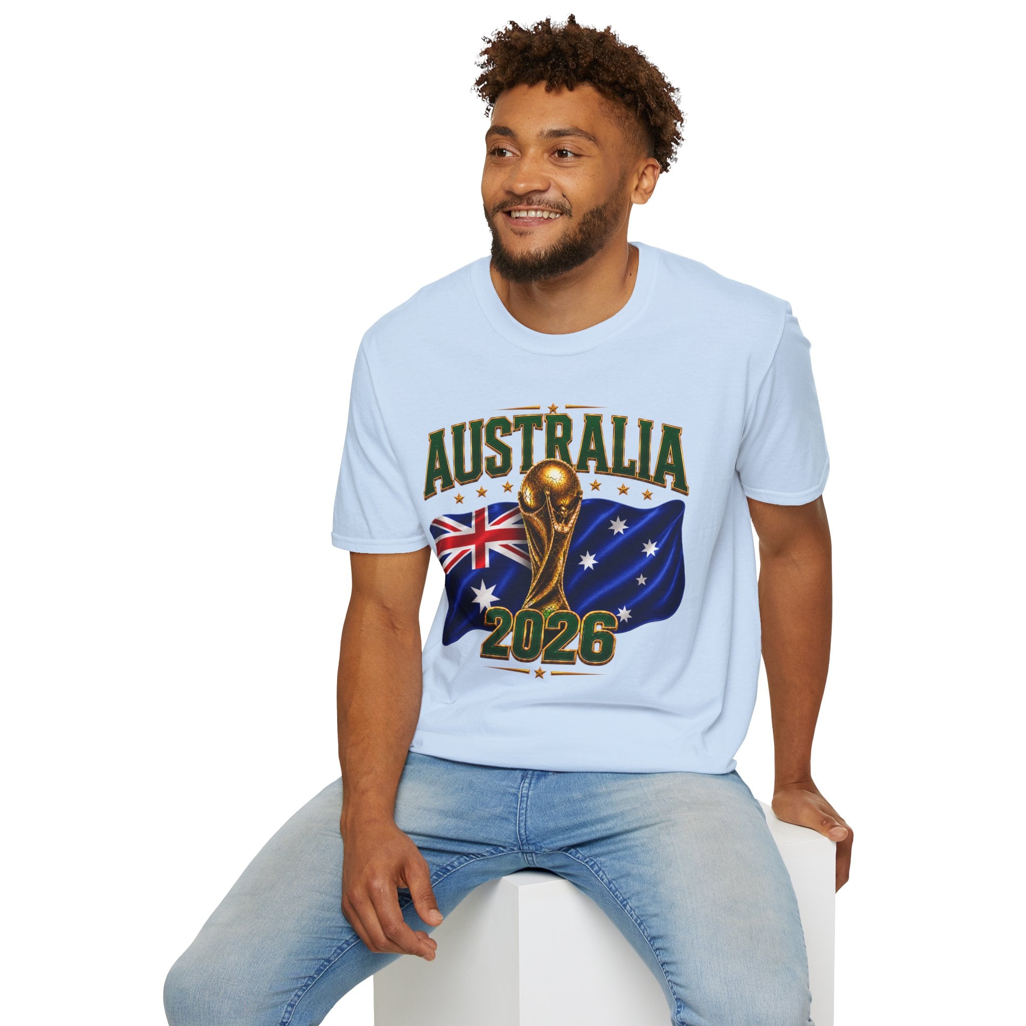 Australia 2026 Soccer World Cup T-Shirt — Aussie Flag & Trophy Design