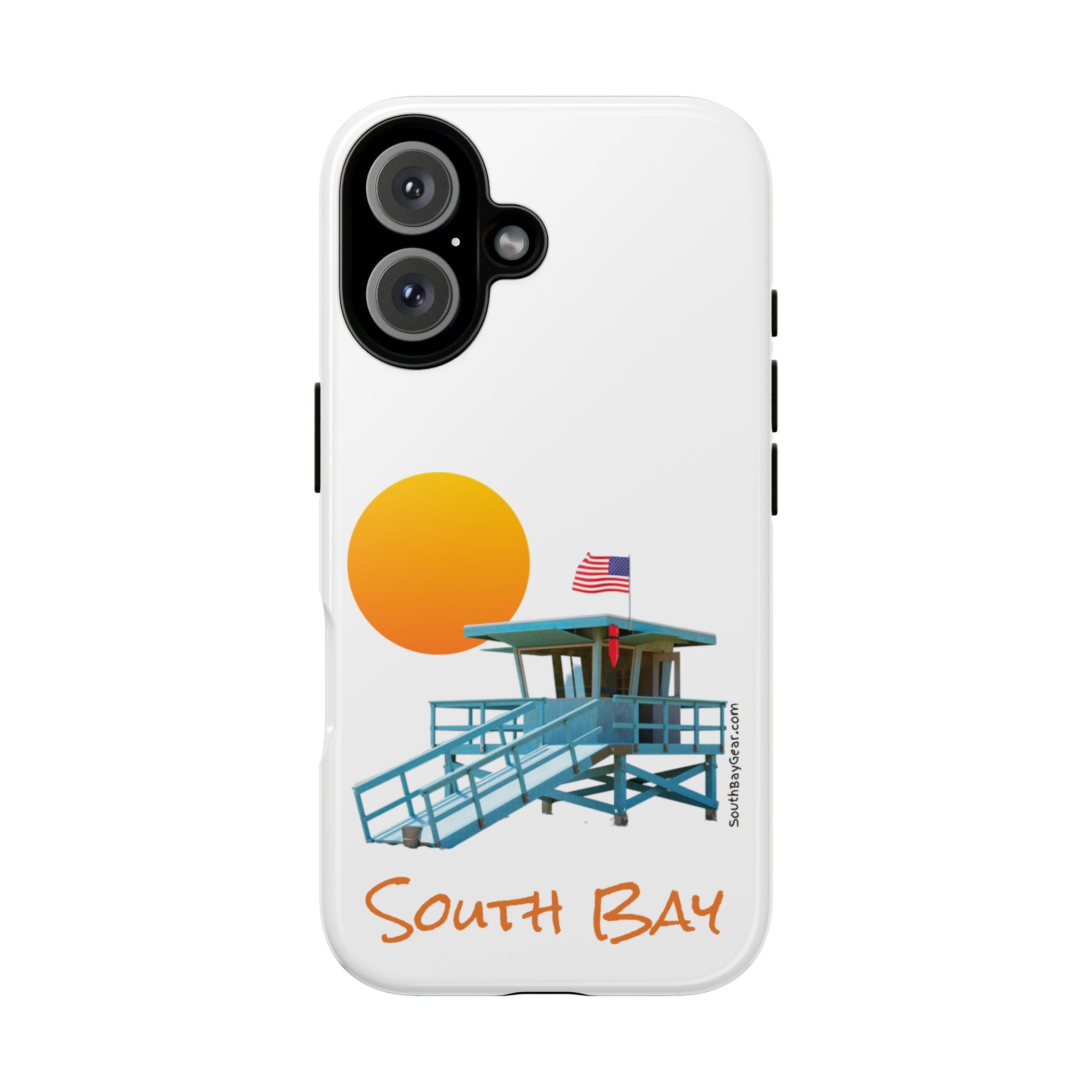 South Bay Lifeguard Stand with American Flag Tough Phone Cases