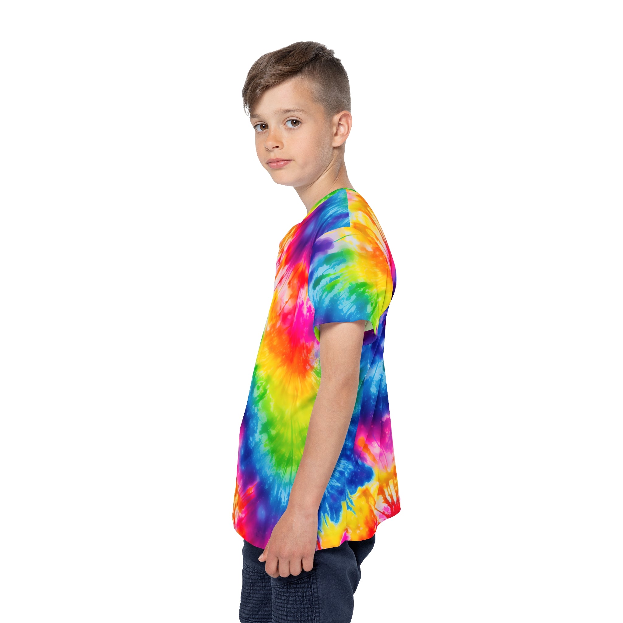 Kids Tie-Dye Sports Jersey — Vibrant All-Over Print Active Tee
