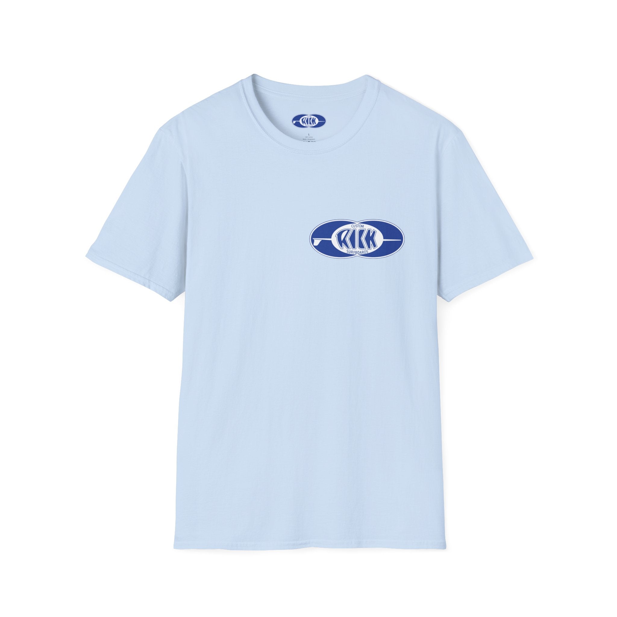 RICK SURFBOARDS Unisex Softstyle T-Shirt, Mens Womens Tee, Many Colors Tagged Front Back Print