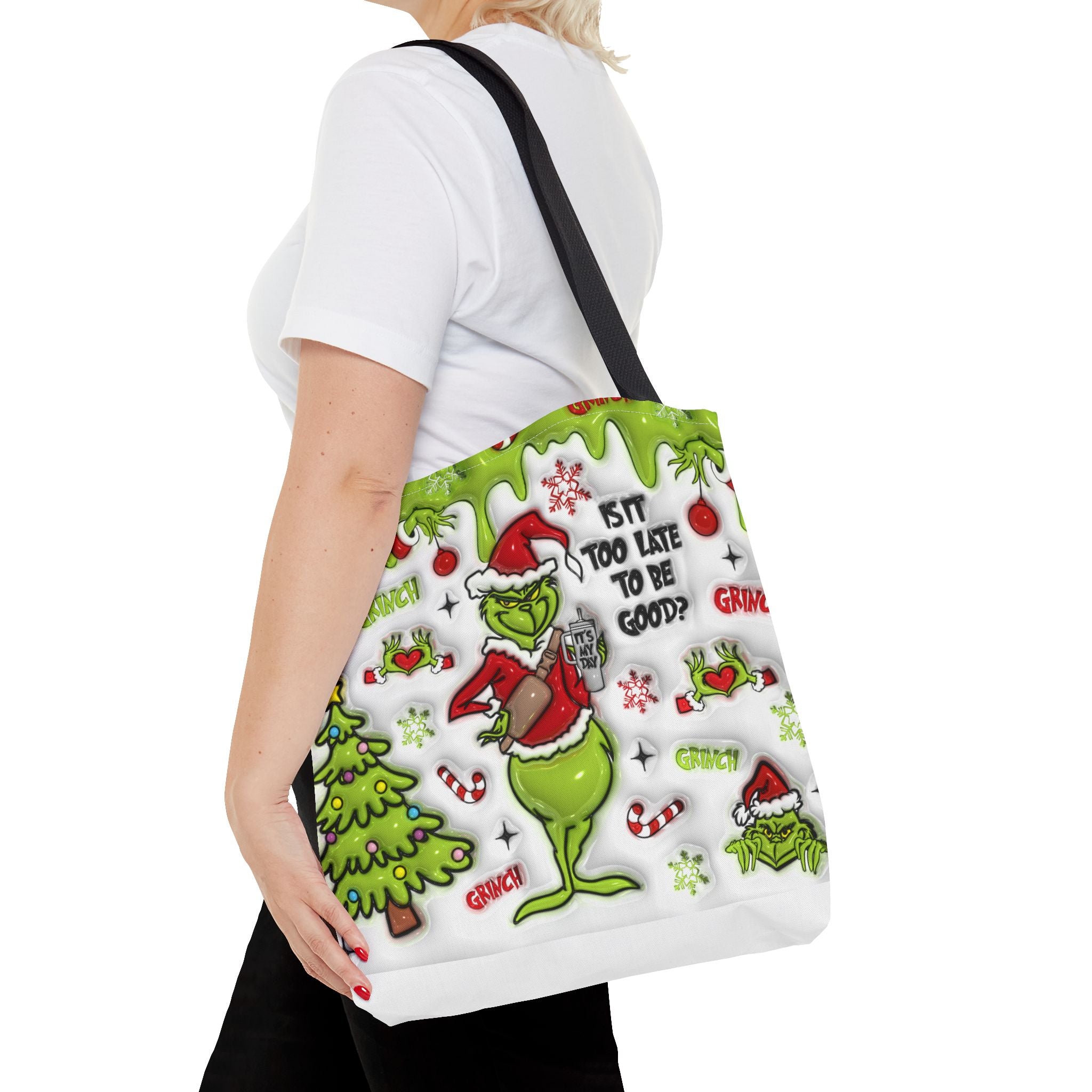 Christmas Tote Bag, Holiday Shopping Bag, Grinch Gift, Festive Reusable Bag, Cute Winter Accessory