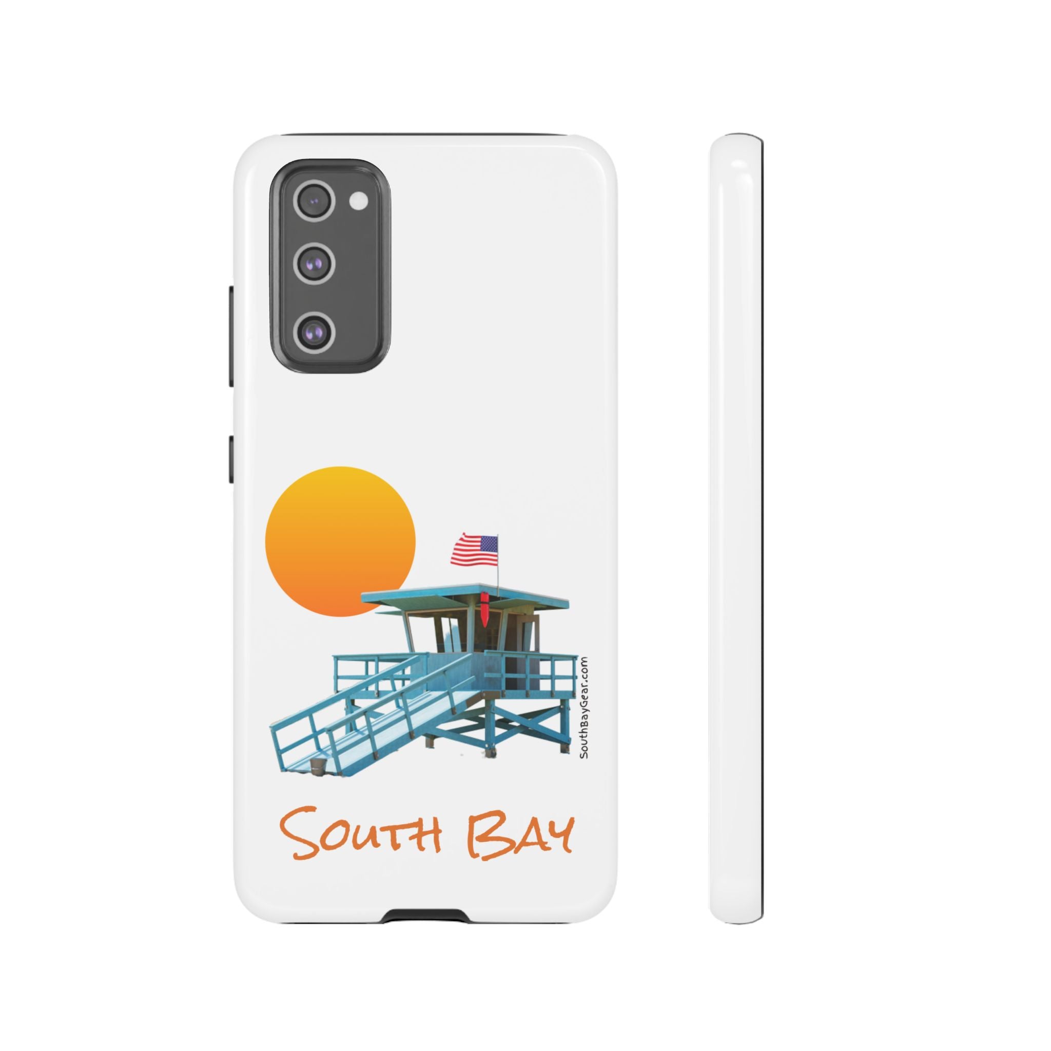 South Bay Lifeguard Stand with American Flag Tough Phone Cases