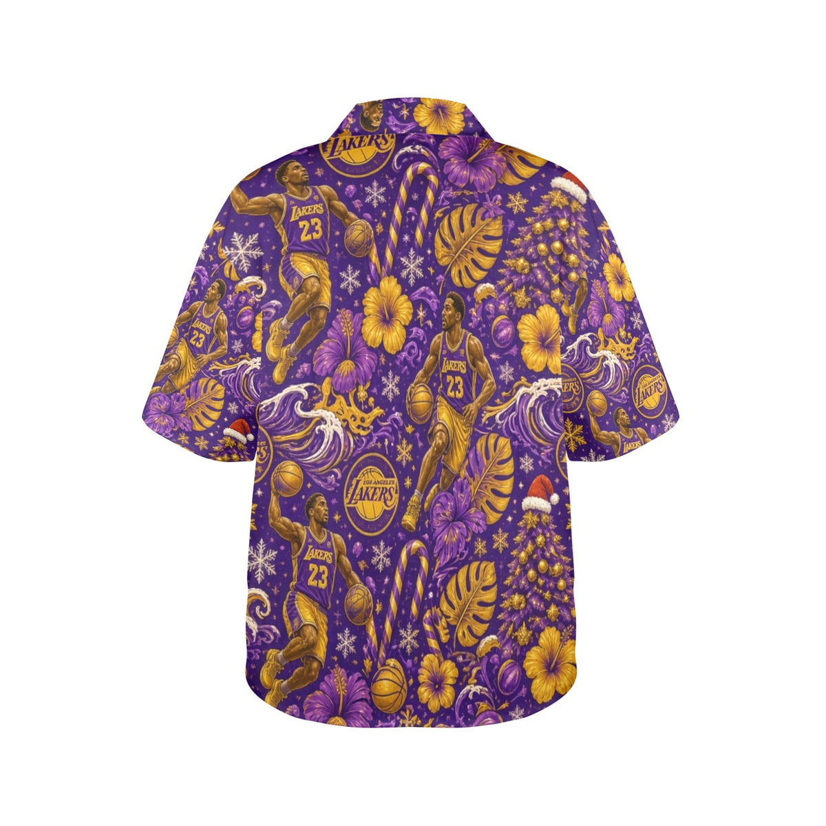 Lakers Christmas omen's All Over Print Hawaiian Shirt （Made in USA Ships to USA Only）
