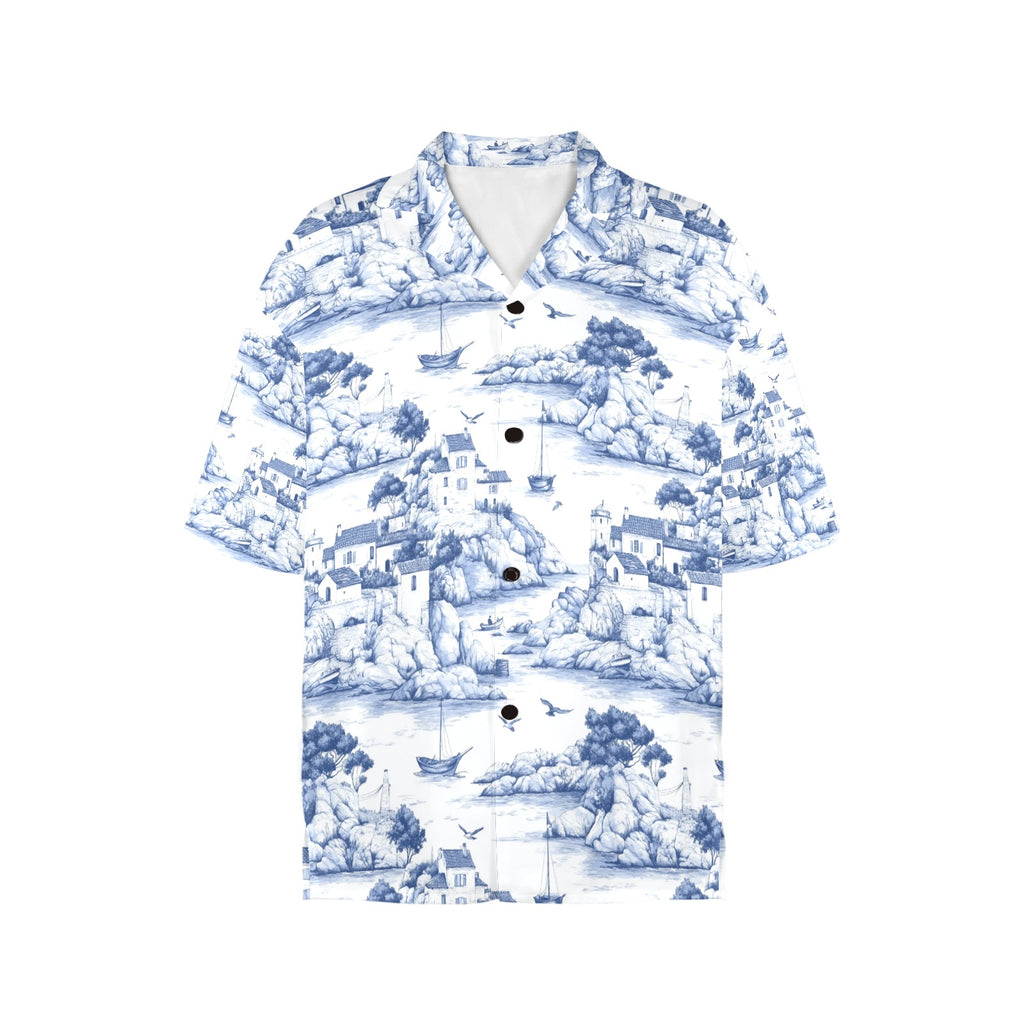 Island Retreat Nautical Women's All Over Print Hawaiian Shirt Made in USA