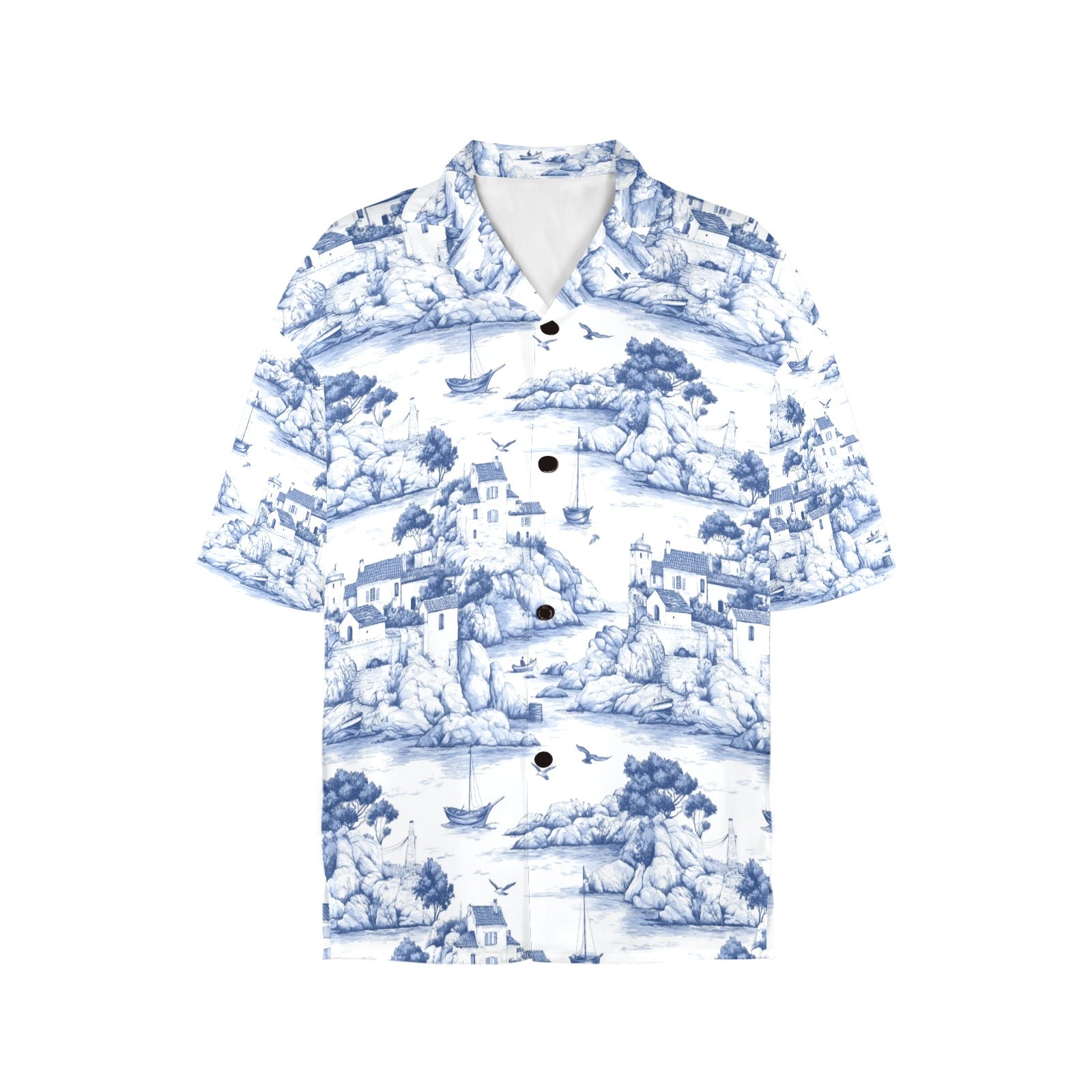 Island Retreat Nautical Women's All Over Print Hawaiian Shirt Made in USA