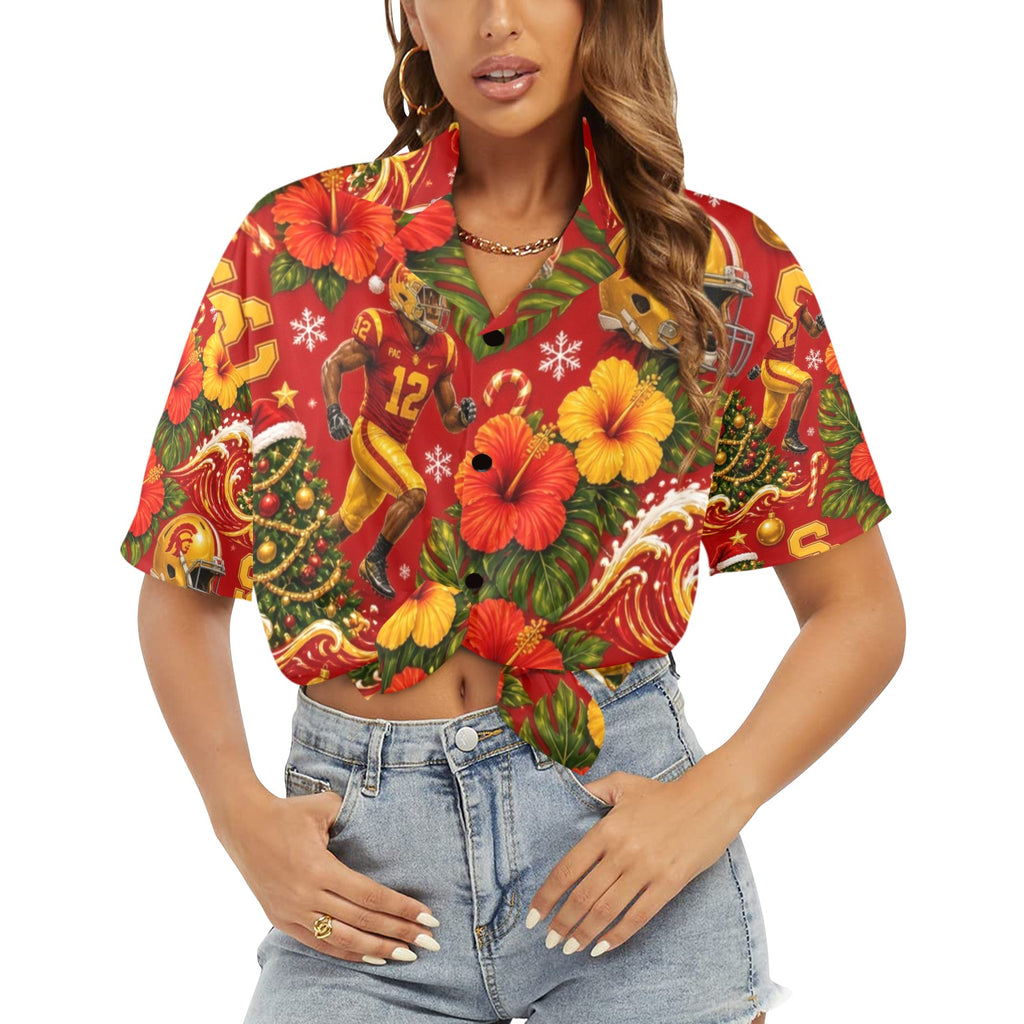 USC Christmas Women's All Over Print Hawaiian Shirt （Made in USA Ships to USA Only）