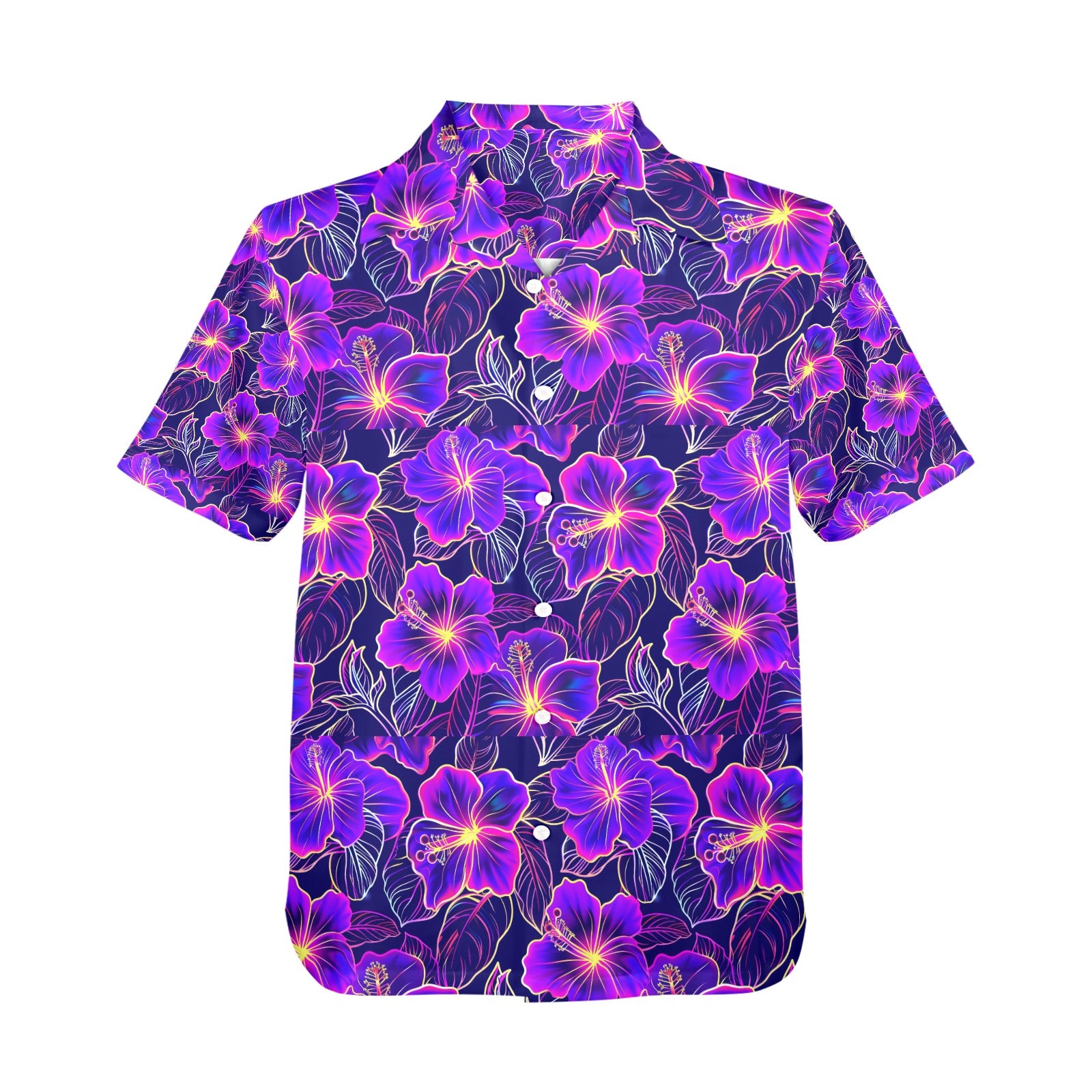 Flowers Men's All Over Print Hawaiian Shirt Made In USA Ships to USA Only