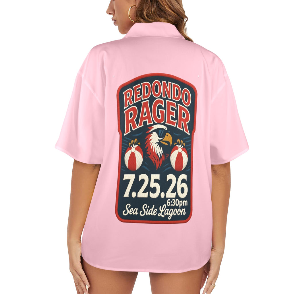 Redondo Beach Rager 7/25/26 Seaside Lagoon Women's All Over Print Hawaiian Shirt Made in USA