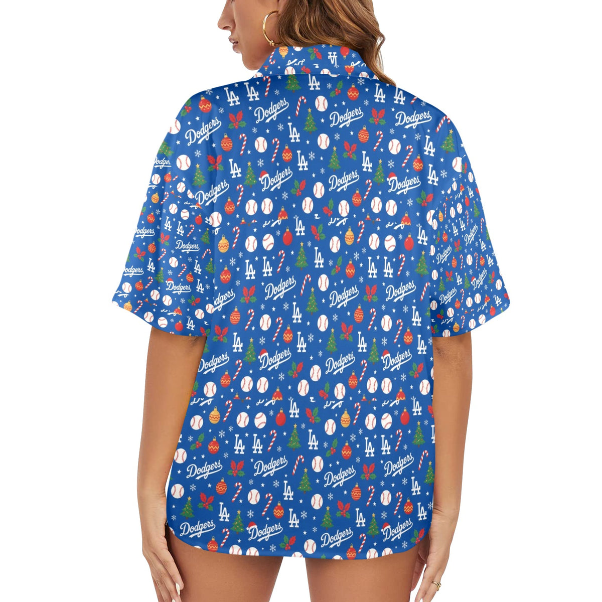 LA Dodgers Christmas Women's All Over Print Hawaiian Shirt （Made in USA Ships to USA Only）