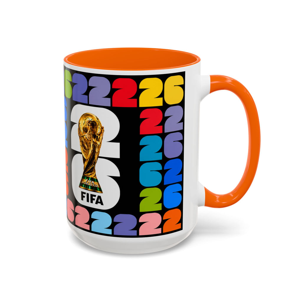2026 World Cup Accent Coffee Mug – Colorful FIFA Trophy Design (11/15oz)