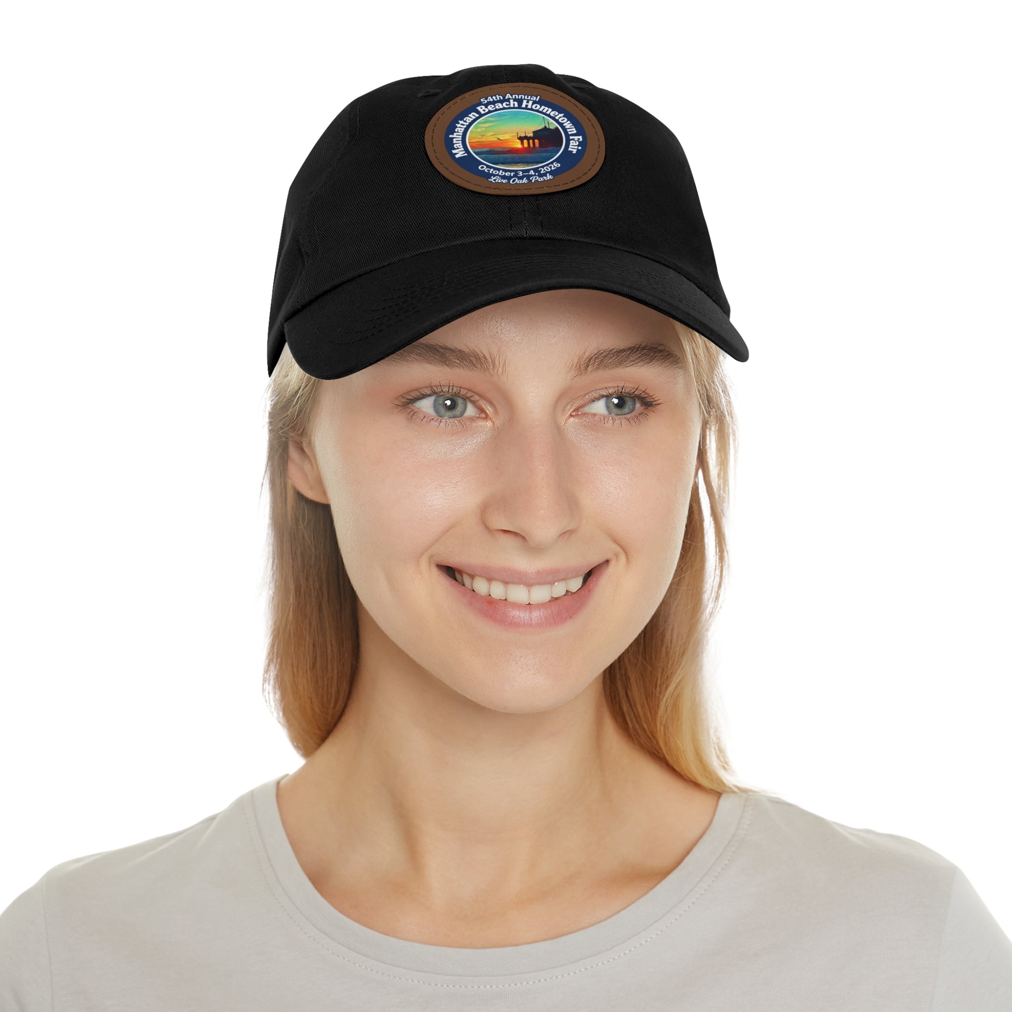 Manhattan Beach Hometown Fair 2026  Beach  Live Oak Park Annual Festival Round Leather Patch Hat