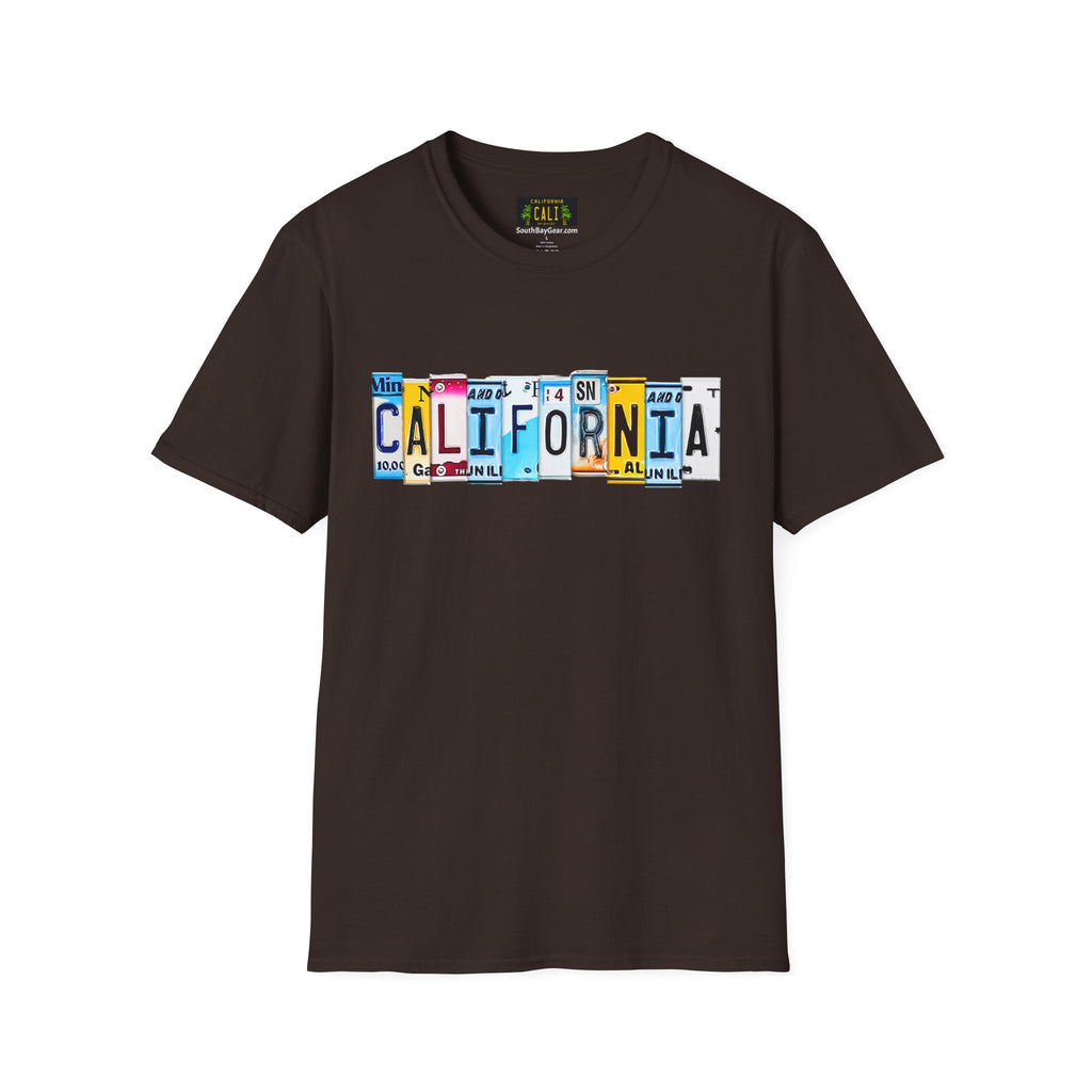California License Plate Letters T-Shirt | Vintage Road Trip State Tee