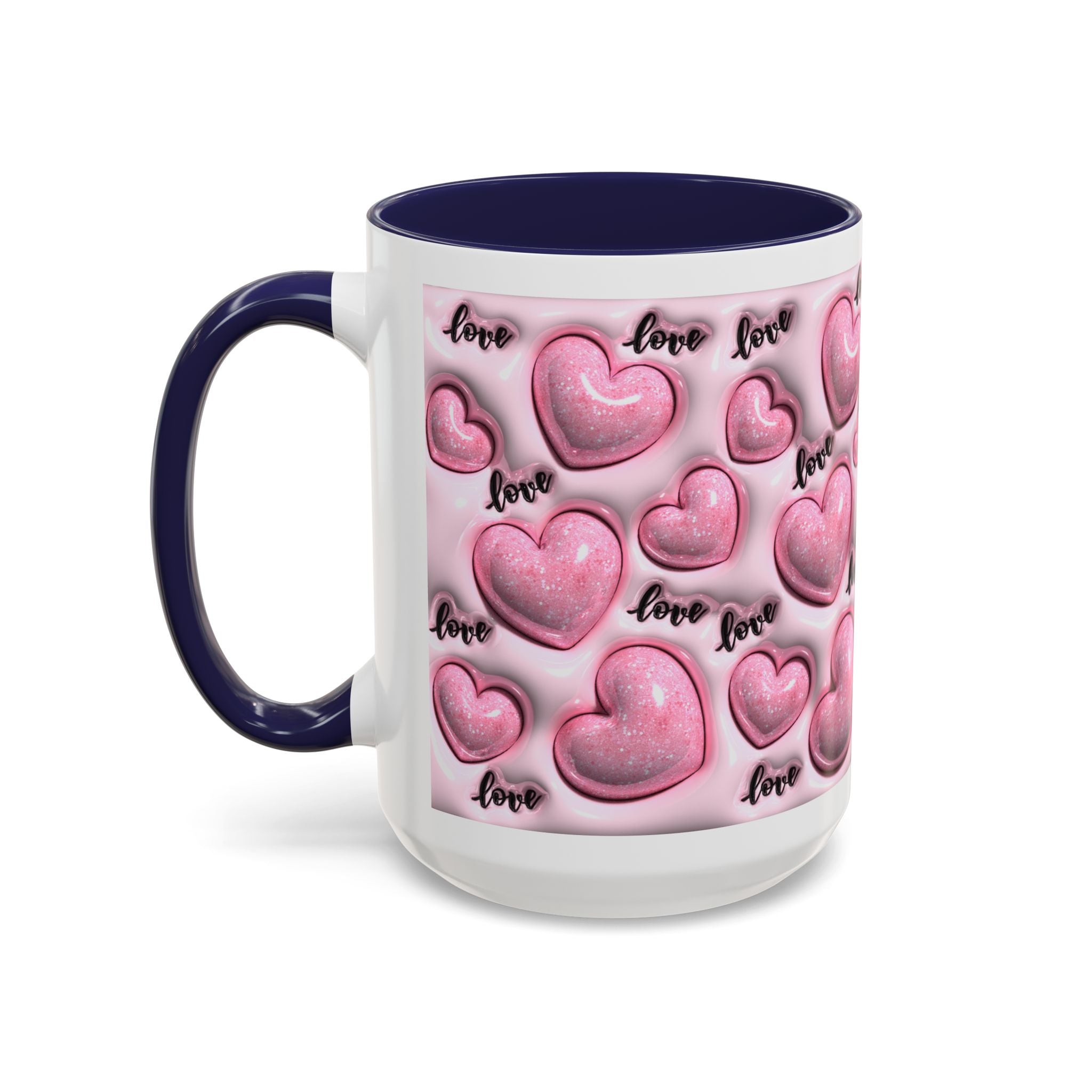 Pink Heart Pattern love Mug | Accent Coffee Mug 11oz 15oz