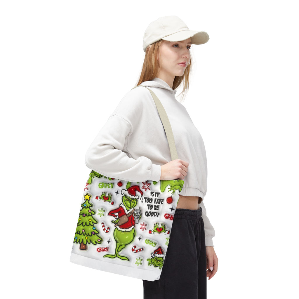 Christmas Tote Bag, Holiday Shopping Bag, Grinch Gift, Festive Reusable Bag, Cute Winter Accessory