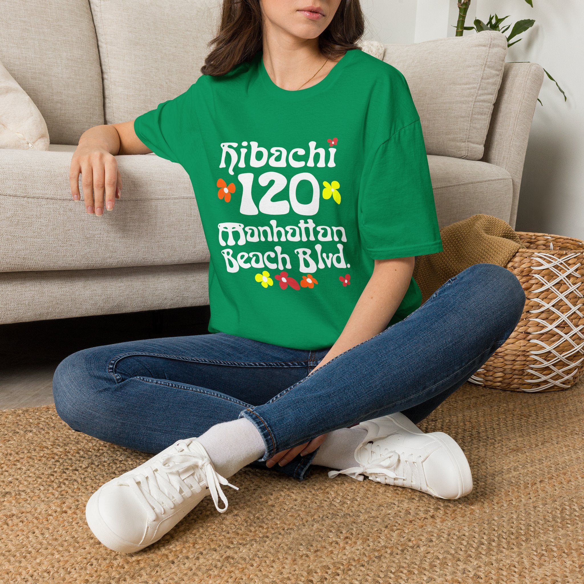Hibachi 120 Manhattan Beach Blvd Restaurant #OldSchool T-Shirt — Retro Floral Surf Tee "Gone But Not Forgotten"