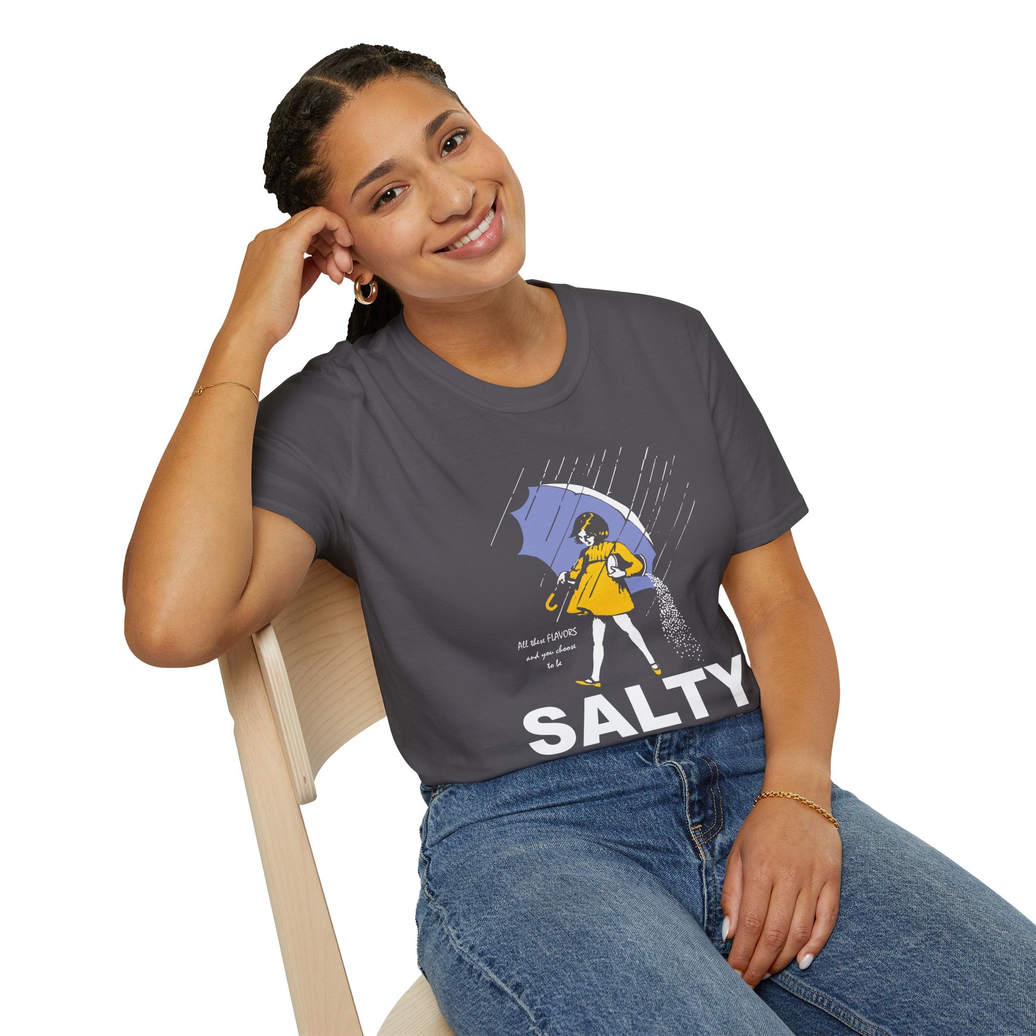 Salty Rainy Day Graphic T-Shirt — Girl with Umbrella Illustration