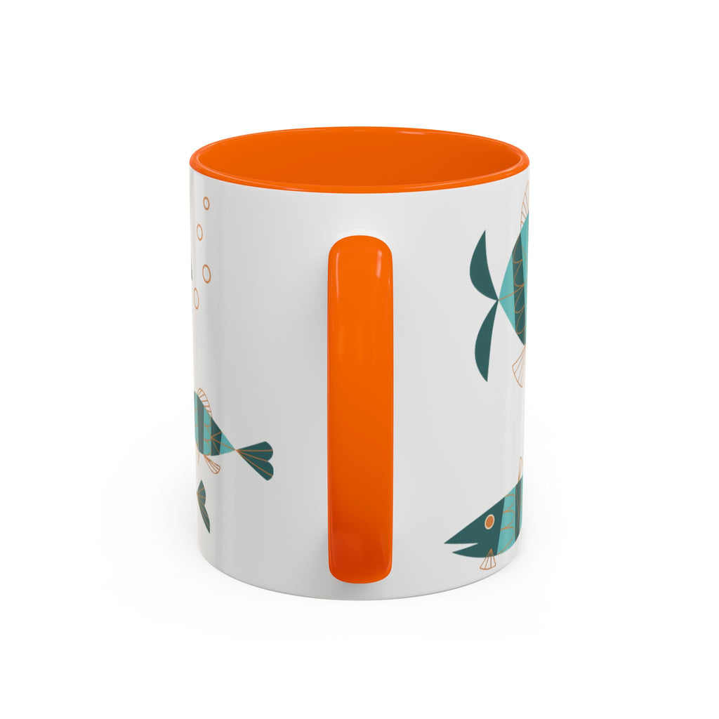 Metlox Pottery Teal Geometric Fish Mug | Accent Coffee Mug