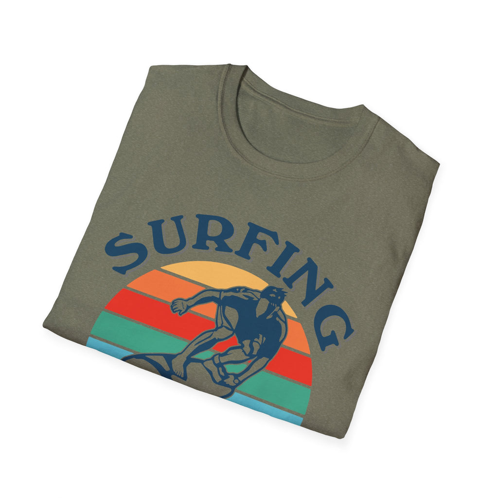 Surfing Makes Me Happy T-Shirt | Retro Sunset Surfer Graphic
