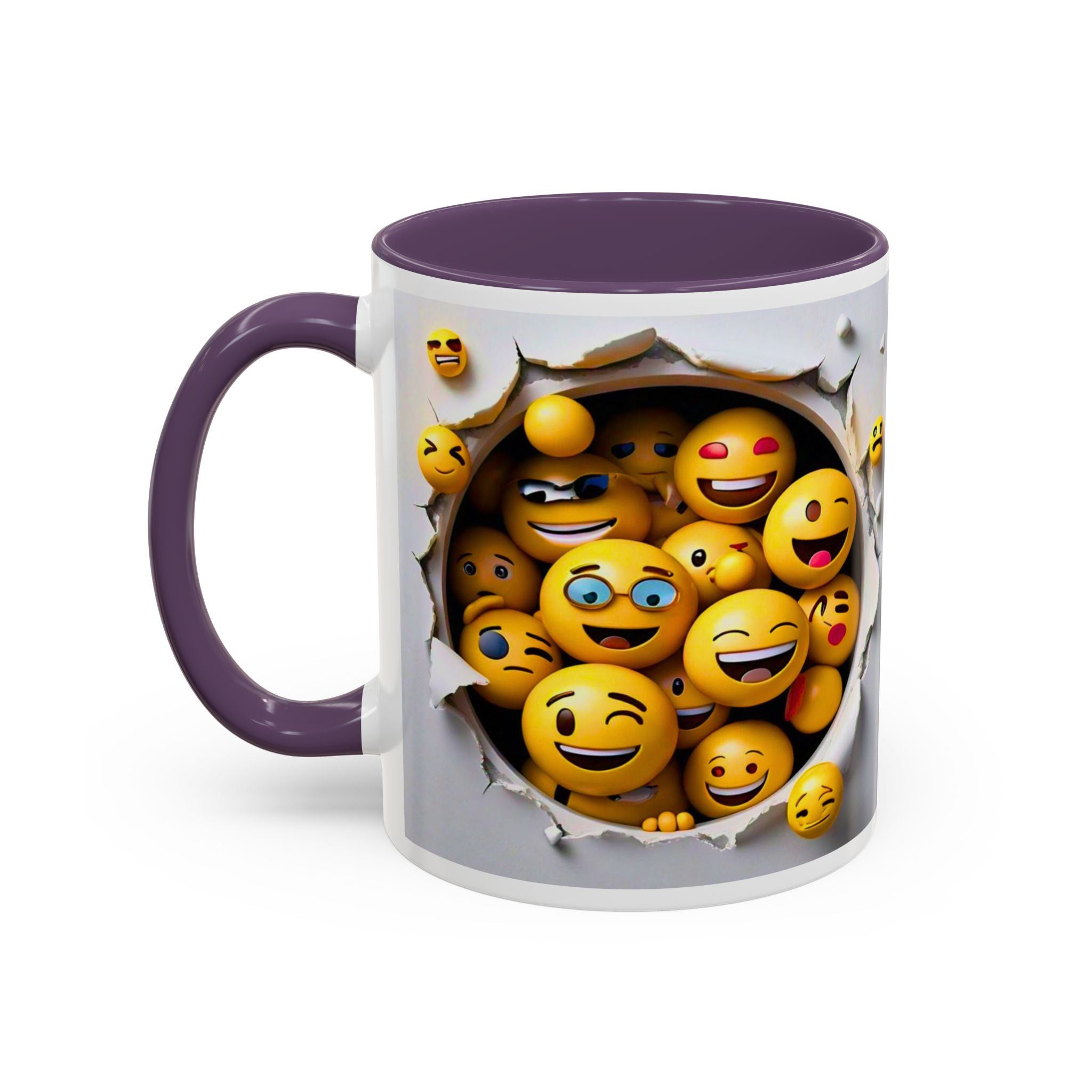 Emoji Explosion Coffee Mug | Accent Inner & Handle Color, 11oz 15oz
