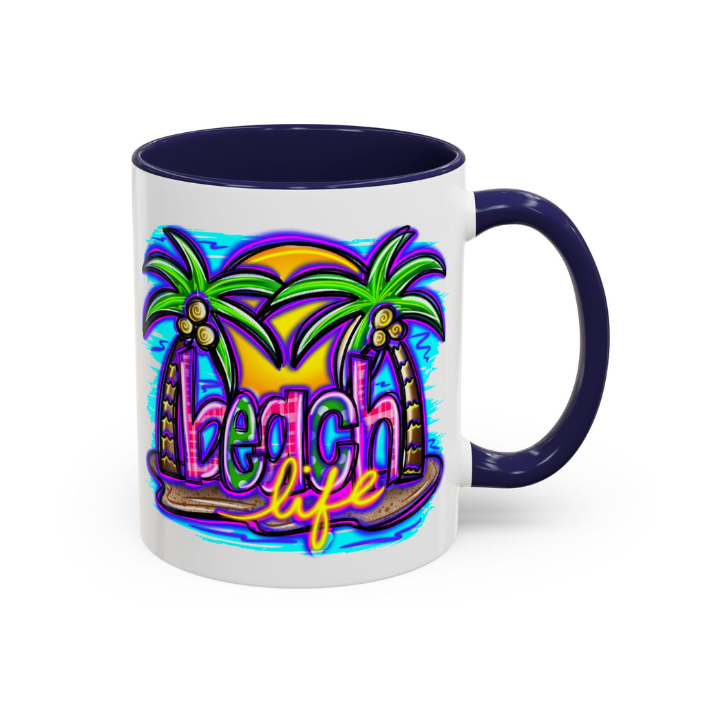 Beach Life Coffee Mug — Tropical Palm Sunset Accent Mug (11/15oz)