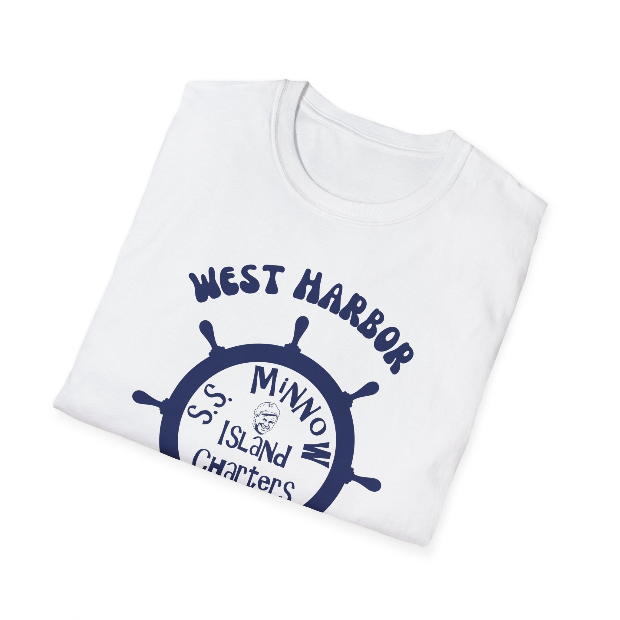 West Harbor San Pedro Ship Wheel Minno Island Charters T-Shirt | 3 Hour Tours