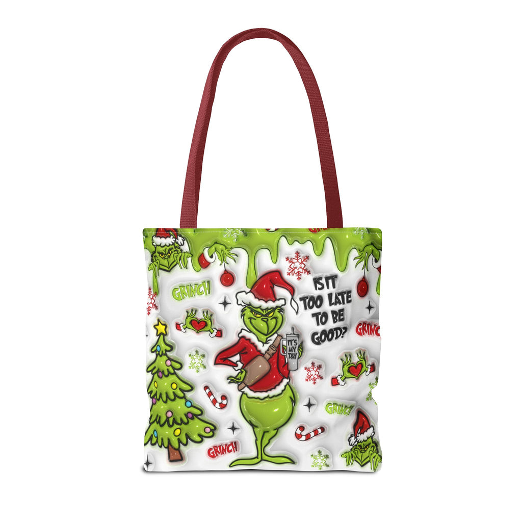 Christmas Tote Bag, Holiday Shopping Bag, Grinch Gift, Festive Reusable Bag, Cute Winter Accessory