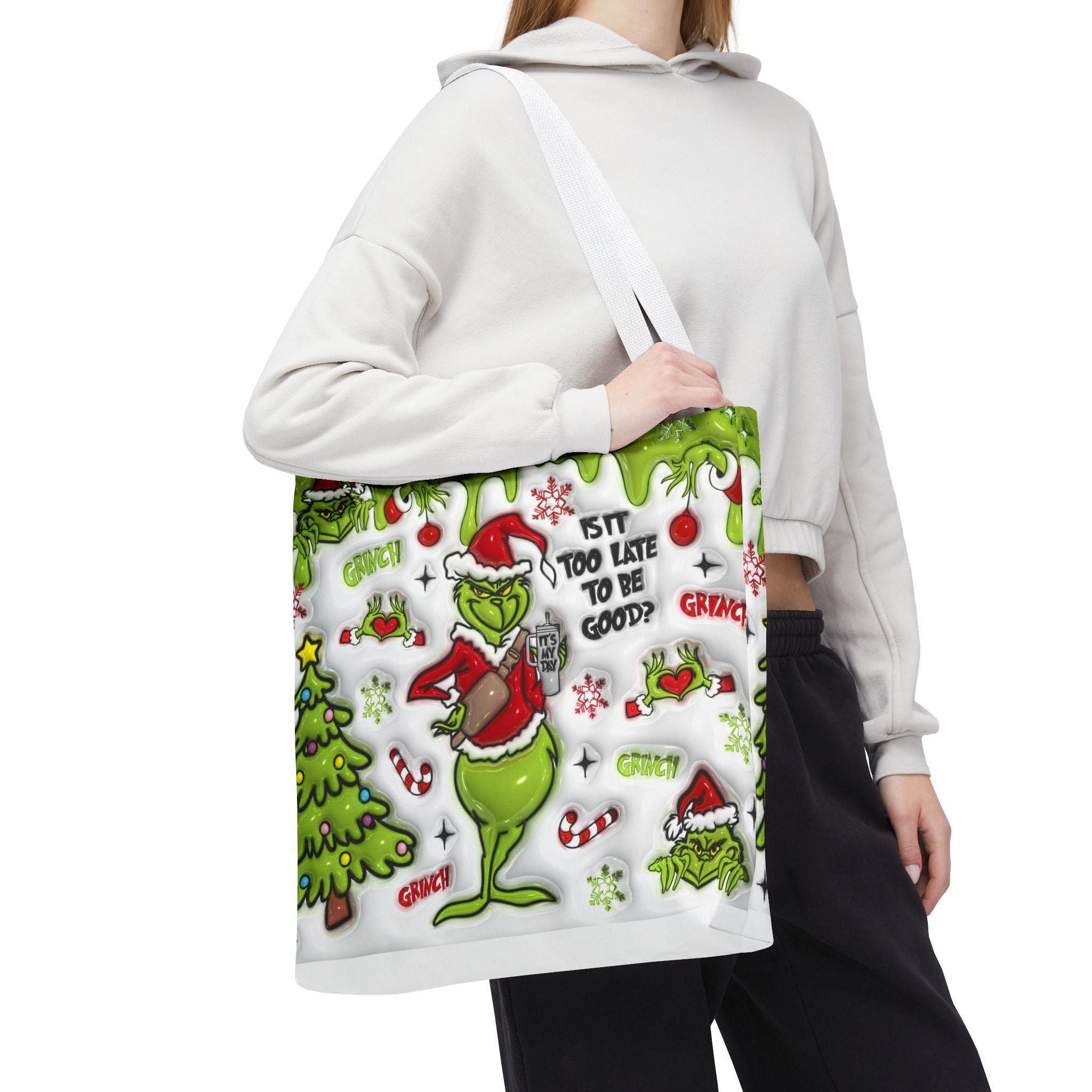 Christmas Tote Bag, Holiday Shopping Bag, Grinch Gift, Festive Reusable Bag, Cute Winter Accessory