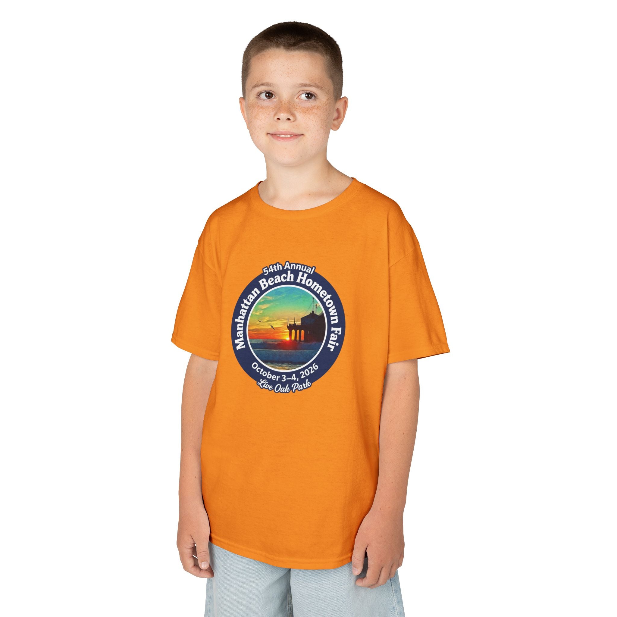 Kids Tee — Manhattan Beach Hometown Fair 2026 Sunset Logo