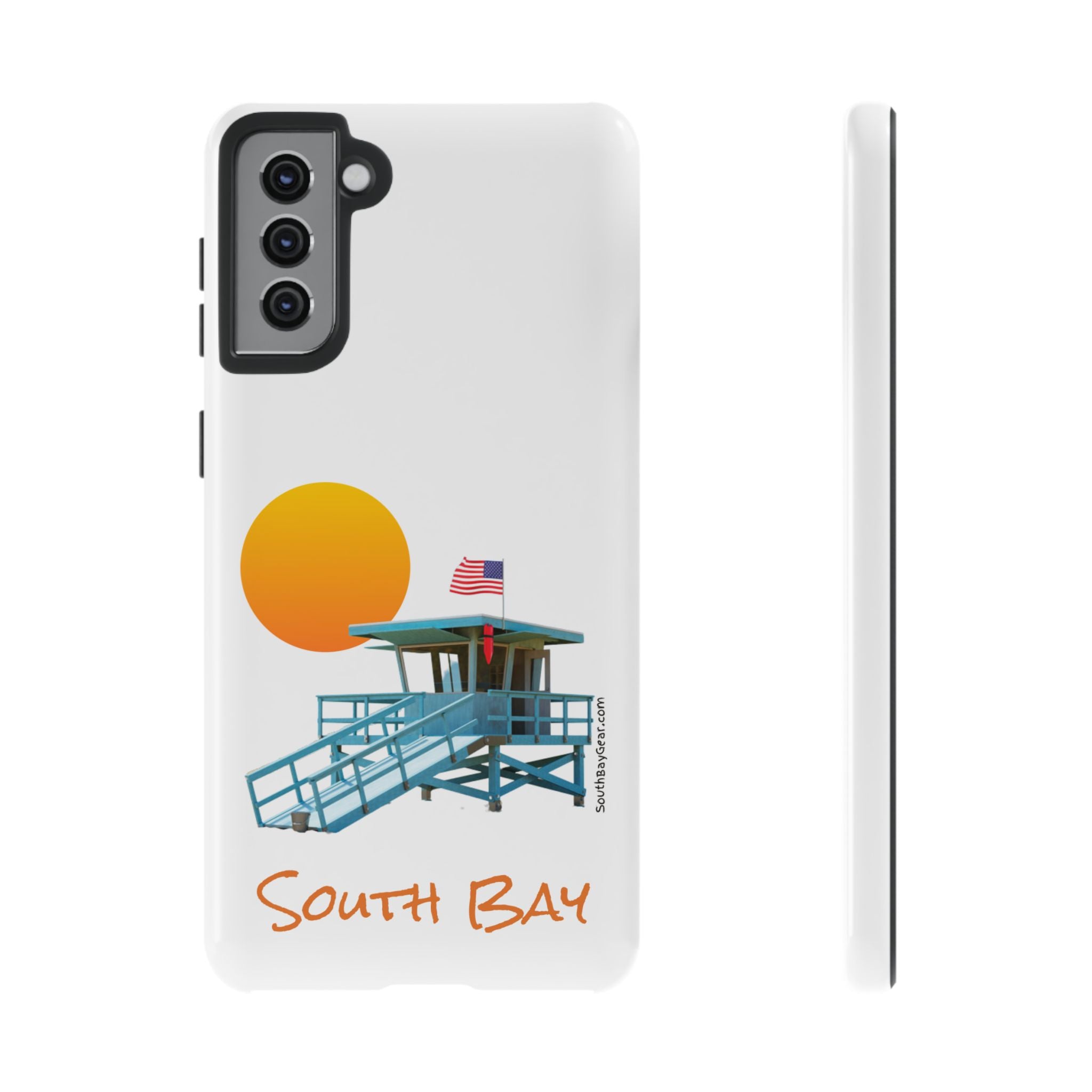 South Bay Lifeguard Stand with American Flag Tough Phone Cases